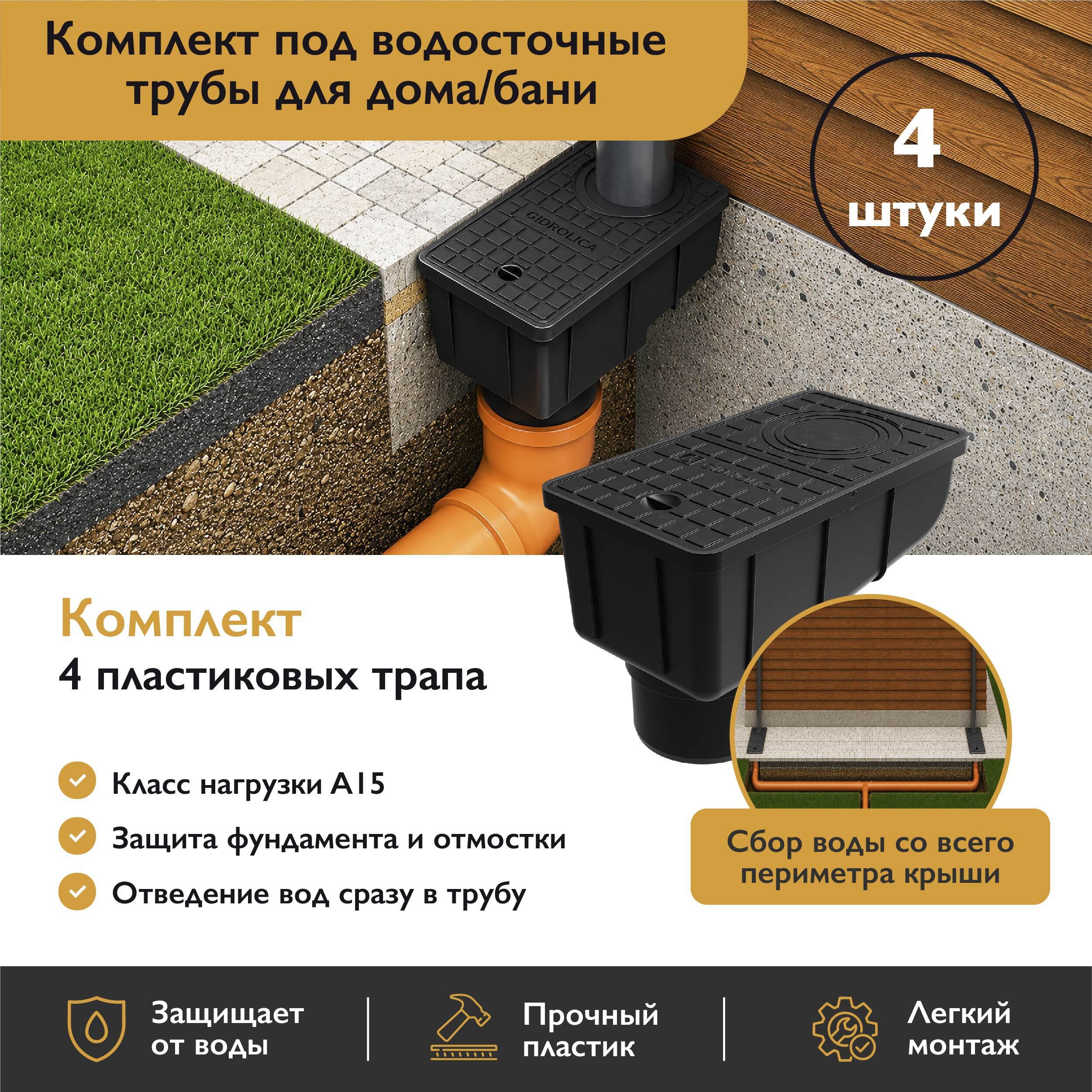 Изображение товара Дождеприемник Gidrolica Rain для водостоков 300x166 мм