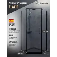 Изображение товара Душевая ширма Belgranio Flavio 100x100 см распашная черный профиль