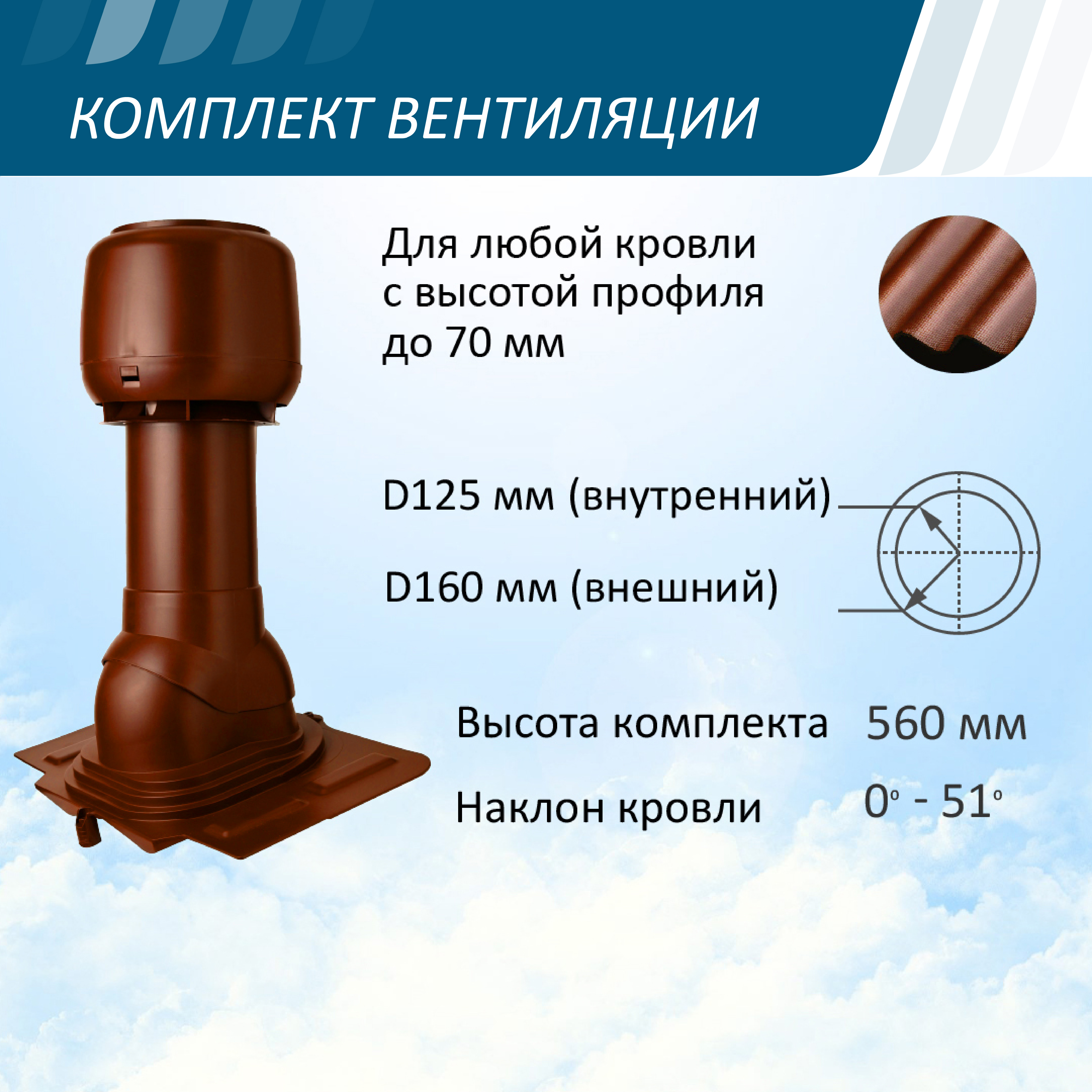 Изображение товара Вентиляционный выход Polivent изолированный ⌀125/160мм утепленный 500мм с проходным элементом универсальным Universal и колпаком ⌀160мм красный окись Изображение товара Вентиляционный выход Polivent изолированный ⌀125/160мм утепленный 500мм с проходным элементом универсальным Universal и колпаком ⌀160мм красный окись