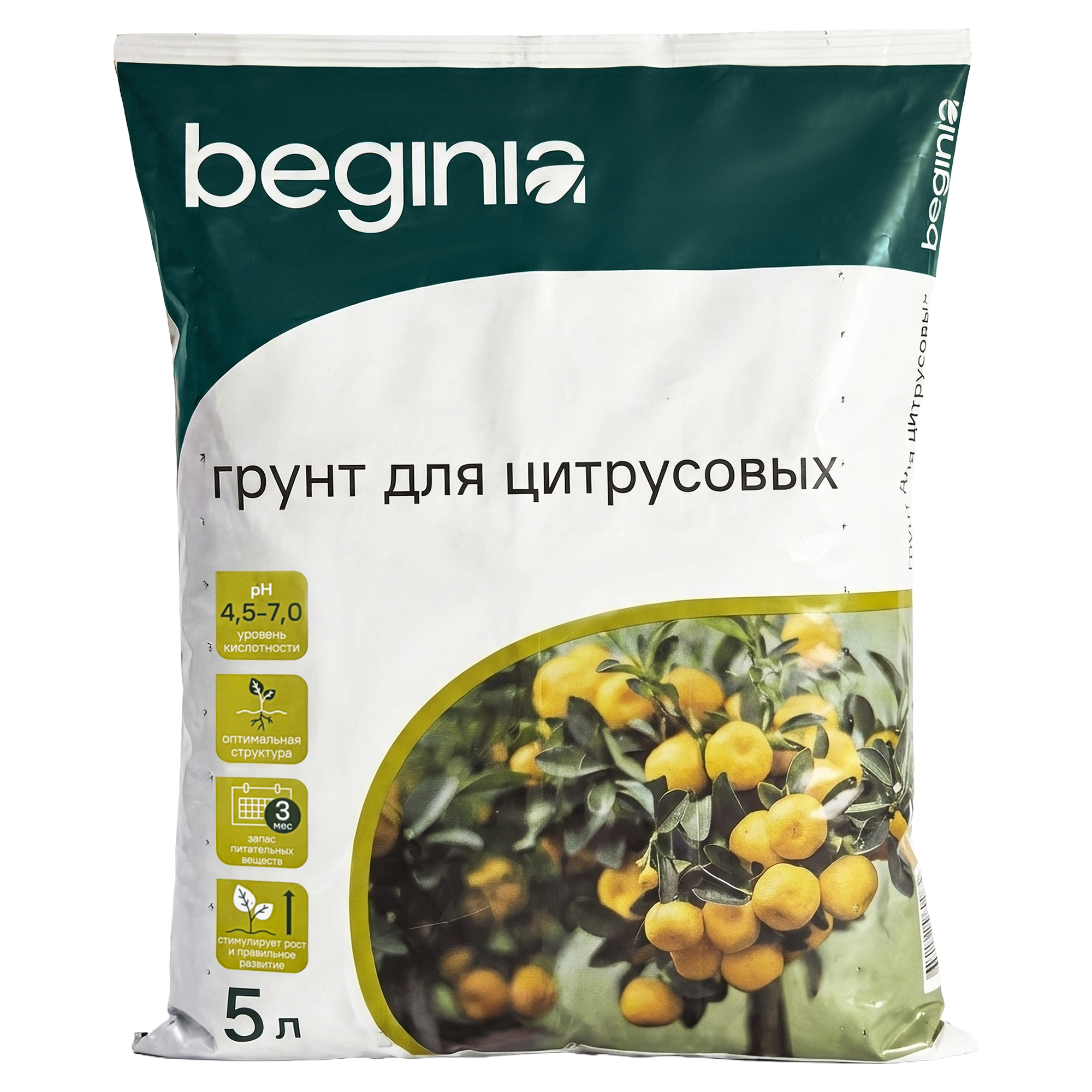 Изображение товара Грунт для цитрусовых BEGINIA 5 л - универсальный плодородный субстрат Изображение товара Грунт для цитрусовых BEGINIA 5 л - универсальный плодородный субстрат