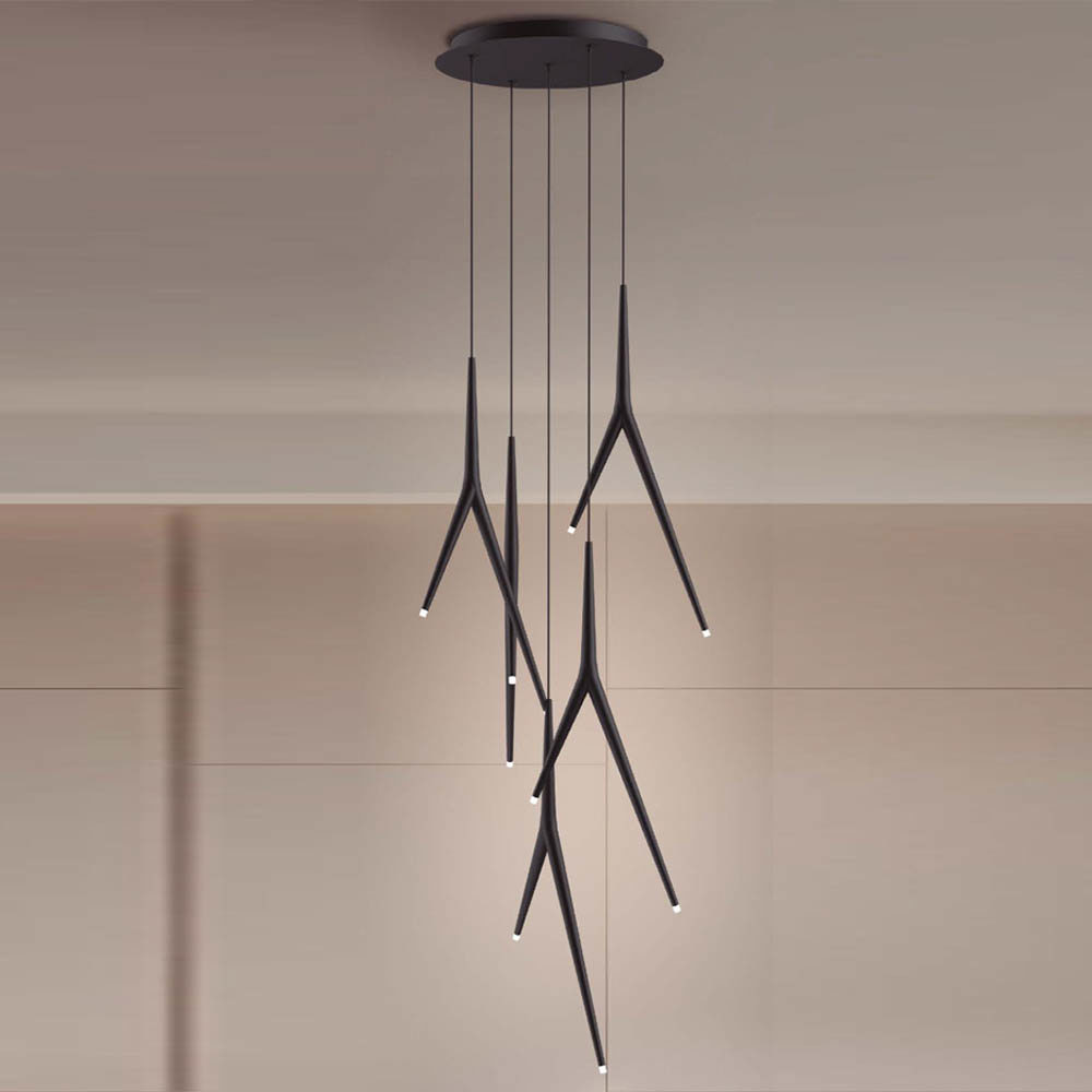Изображение товара Люстра подвесная светодиодная Mantra Arrecife 9365+9220 (5L) 5 м² теплый белый свет цвет черный