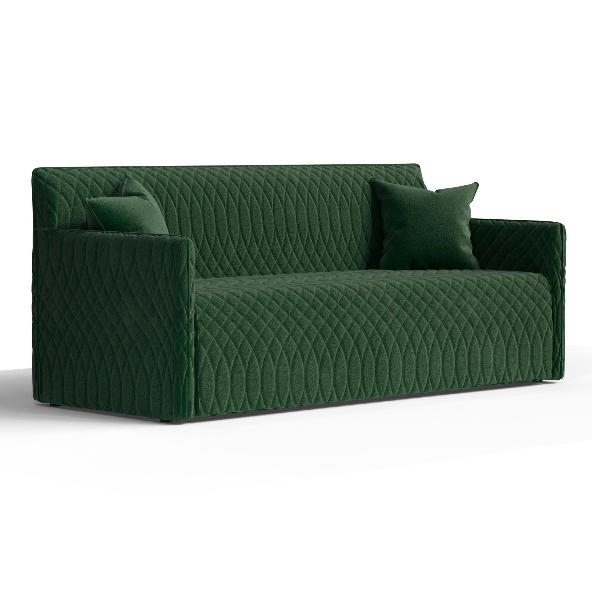 Изображение товара Диван раскладной Manons maison Easy 189x46x88 см велюр цвет темно-зеленый Изображение товара Диван раскладной Manons maison Easy 189x46x88 см велюр цвет темно-зеленый