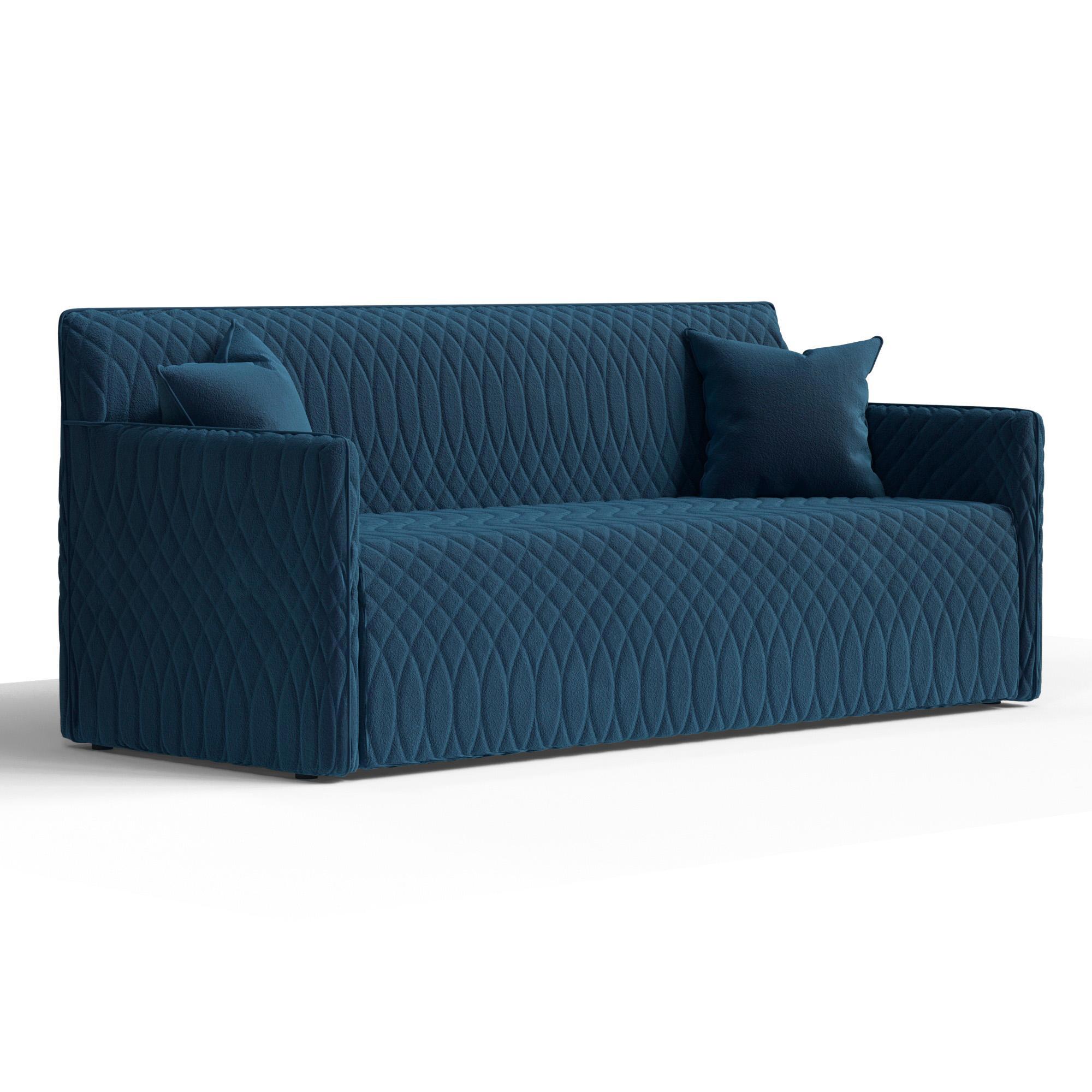 Изображение товара Диван раскладной Manons maison Easy 189x46x88 см велюр цвет синий Изображение товара Диван раскладной Manons maison Easy 189x46x88 см велюр цвет синий