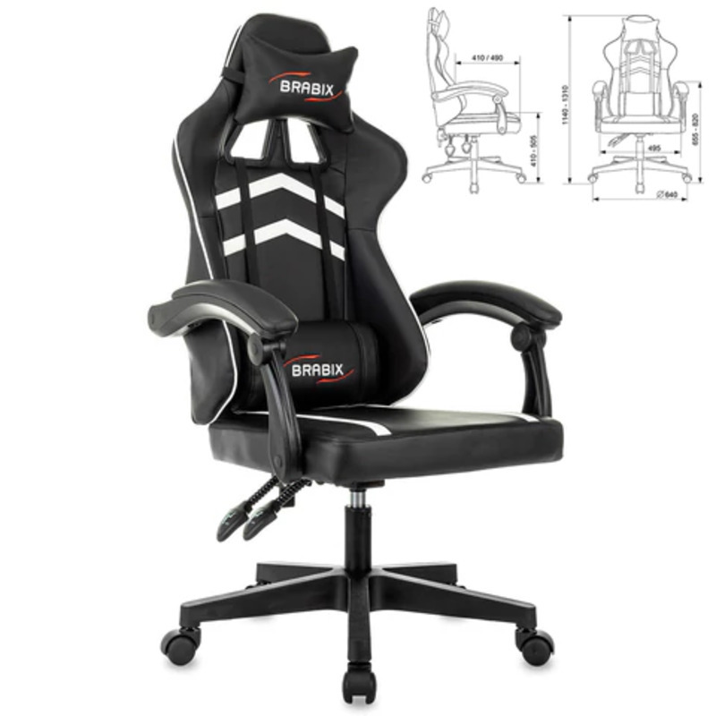 Изображение товара Офисное кресло Brabix Shooter GM-123 49.5x50.5x49 см эко кожа цвет черный/белый Изображение товара Офисное кресло Brabix Shooter GM-123 49.5x50.5x49 см эко кожа цвет черный/белый