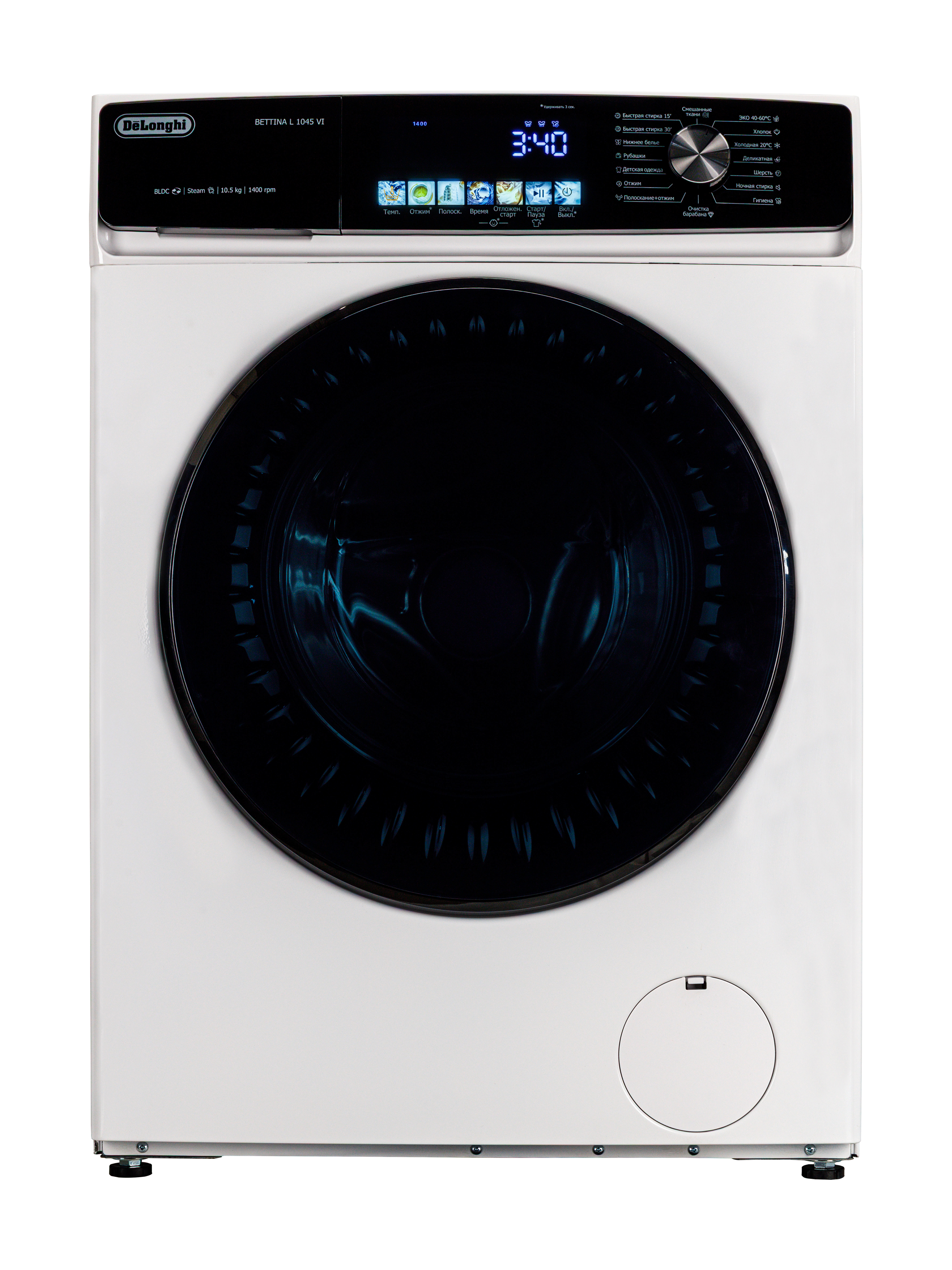 Изображение товара Отдельно стоящая стиральная машина Delonghi Bettina L 1045 Vi 59.8x84.5x60.8 см 10.5 кг цвет белый Изображение товара Отдельно стоящая стиральная машина Delonghi Bettina L 1045 Vi 59.8x84.5x60.8 см 10.5 кг цвет белый