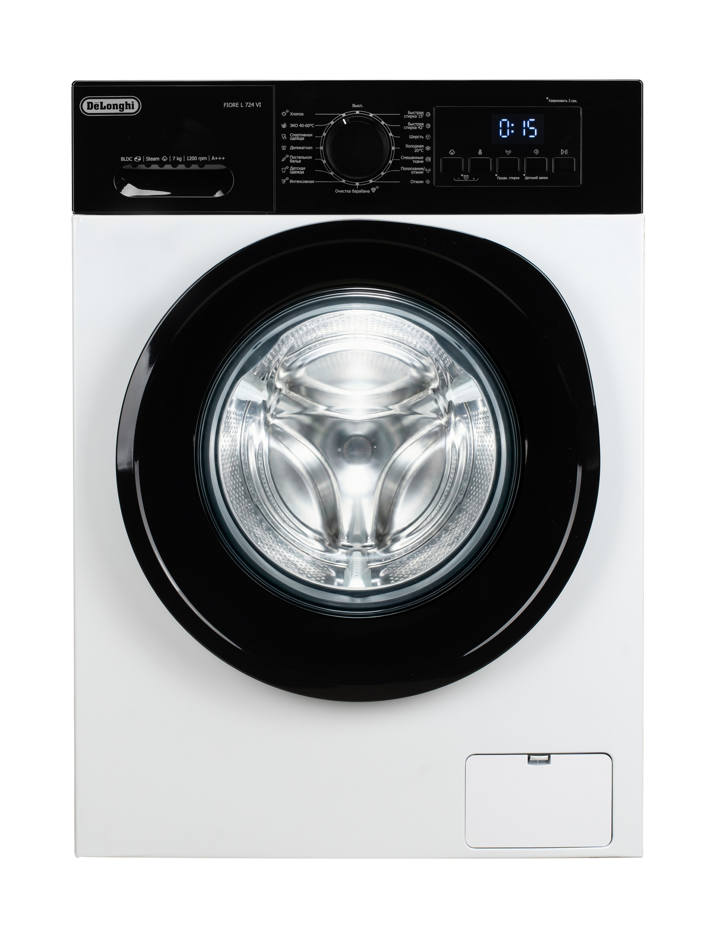 Изображение товара Отдельно стоящая стиральная машина Delonghi Fiore L 724 Vi 59.5x85x44 см 7 кг цвет белый Изображение товара Отдельно стоящая стиральная машина Delonghi Fiore L 724 Vi 59.5x85x44 см 7 кг цвет белый