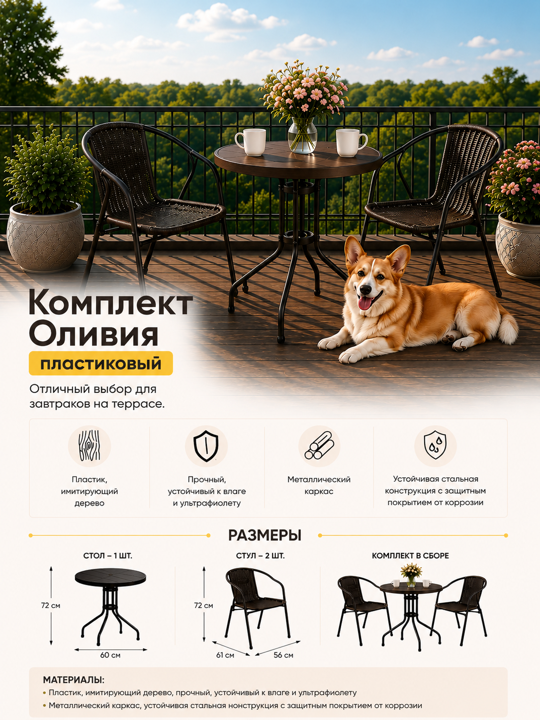 Изображение товара Набор садовой мебели Doma Оливия 1458947 для отдыха