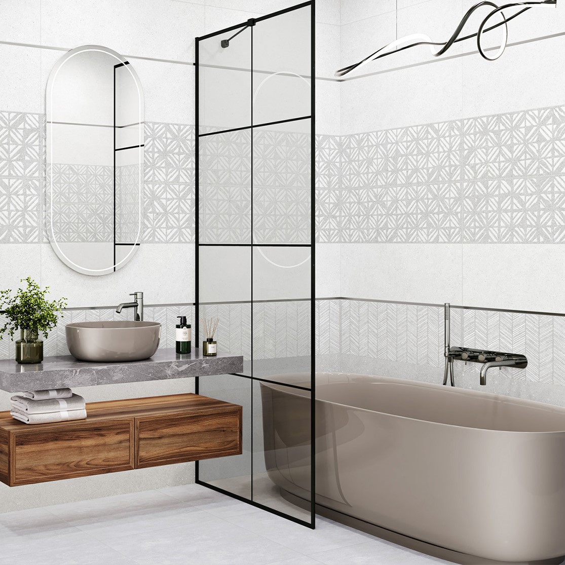 Изображение товара Настенная плитка Alma ceramica Амарант TWU3090AMT17R 30x90см цвет серый Изображение товара Настенная плитка Alma ceramica Амарант TWU3090AMT17R 30x90см цвет серый