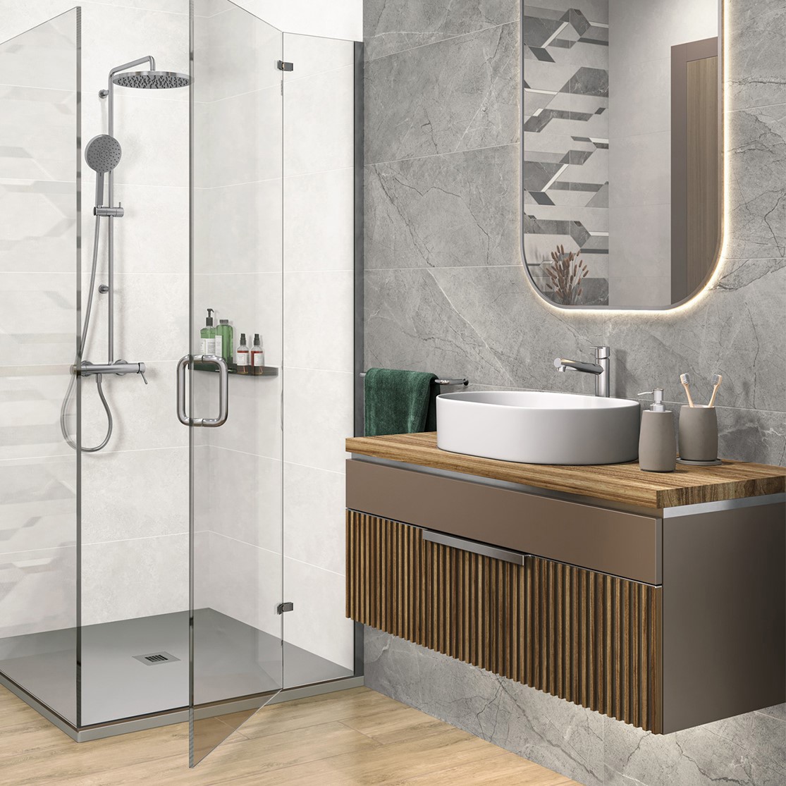 Изображение товара Настенная плитка Alma ceramica Ангола TWU3090ATU77R 30x90см цвет серый