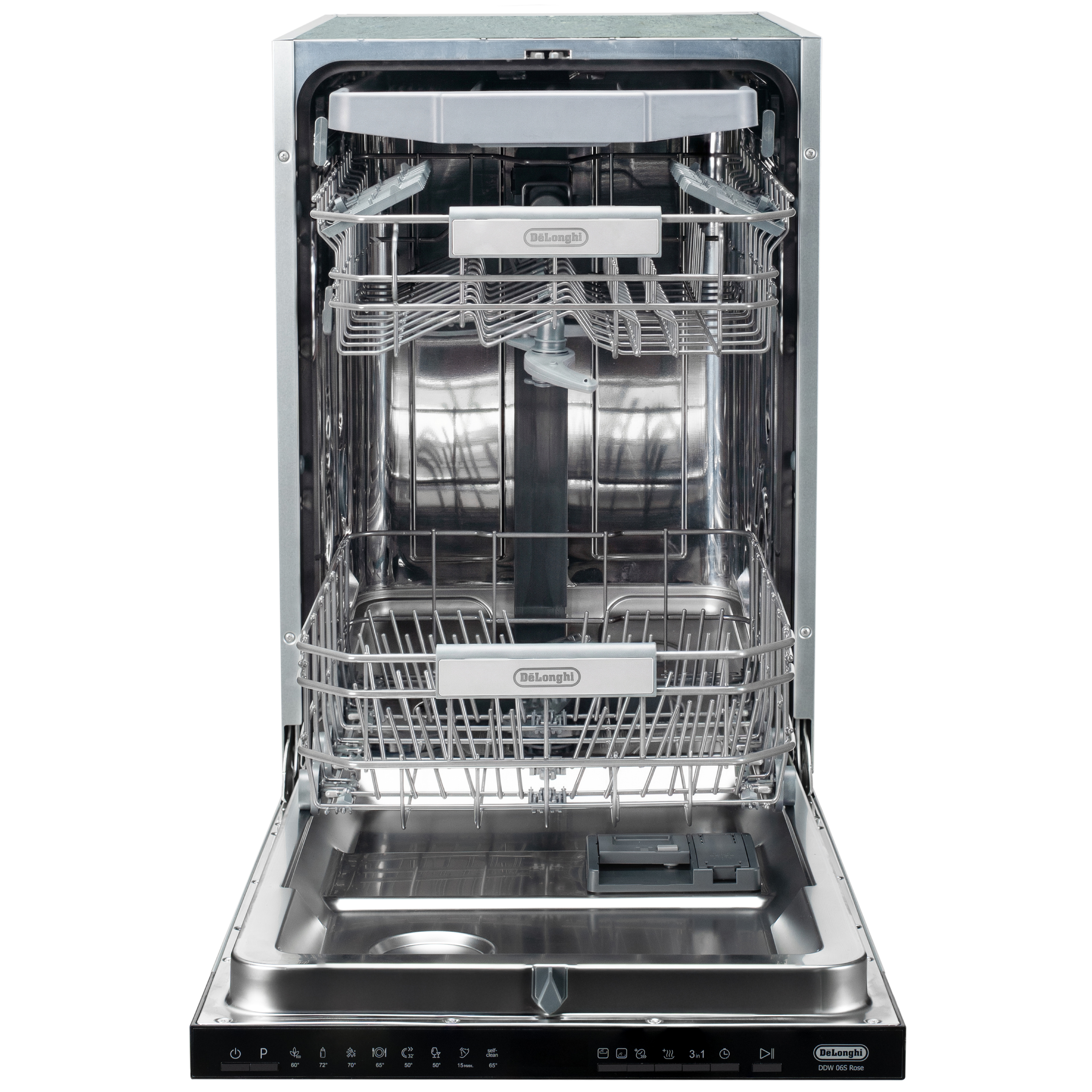 Изображение товара Встраиваемая посудомоечная машина Delonghi ddw 06S Rose 44.8 см 8 программ цвет серебро Изображение товара Встраиваемая посудомоечная машина Delonghi ddw 06S Rose 44.8 см 8 программ цвет серебро