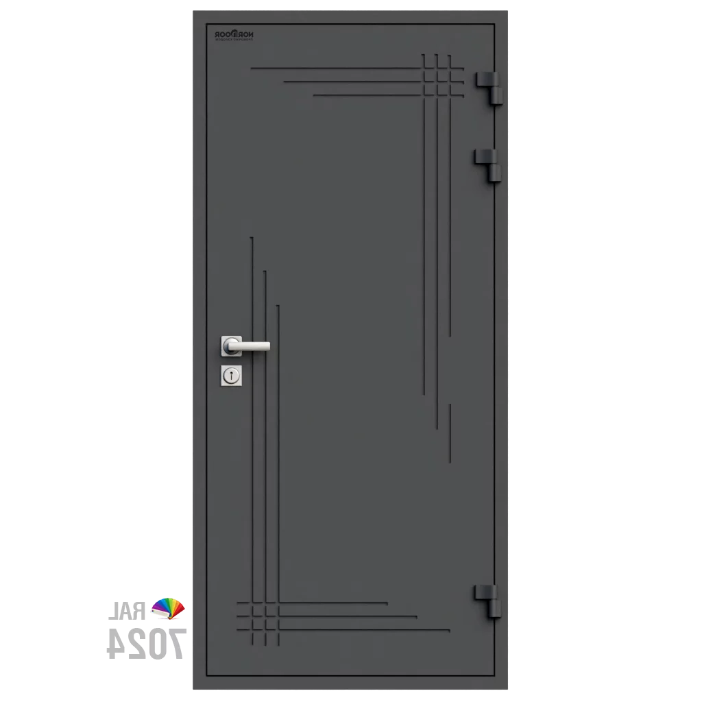 Изображение товара Входная утепленная дверь из дерева для коттеджа Norddoor ND1006 207x96см правый цвет серый RAL 7024