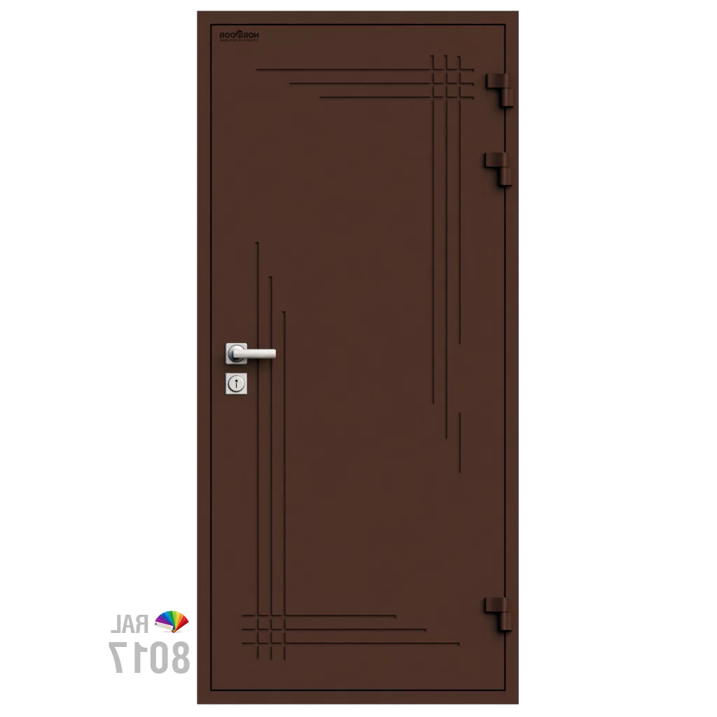 Изображение товара Входная утепленная дверь Norddoor ND1006 85мм коричневая RAL 8017 правое открывание Изображение товара Входная утепленная дверь Norddoor ND1006 85мм коричневая RAL 8017 правое открывание
