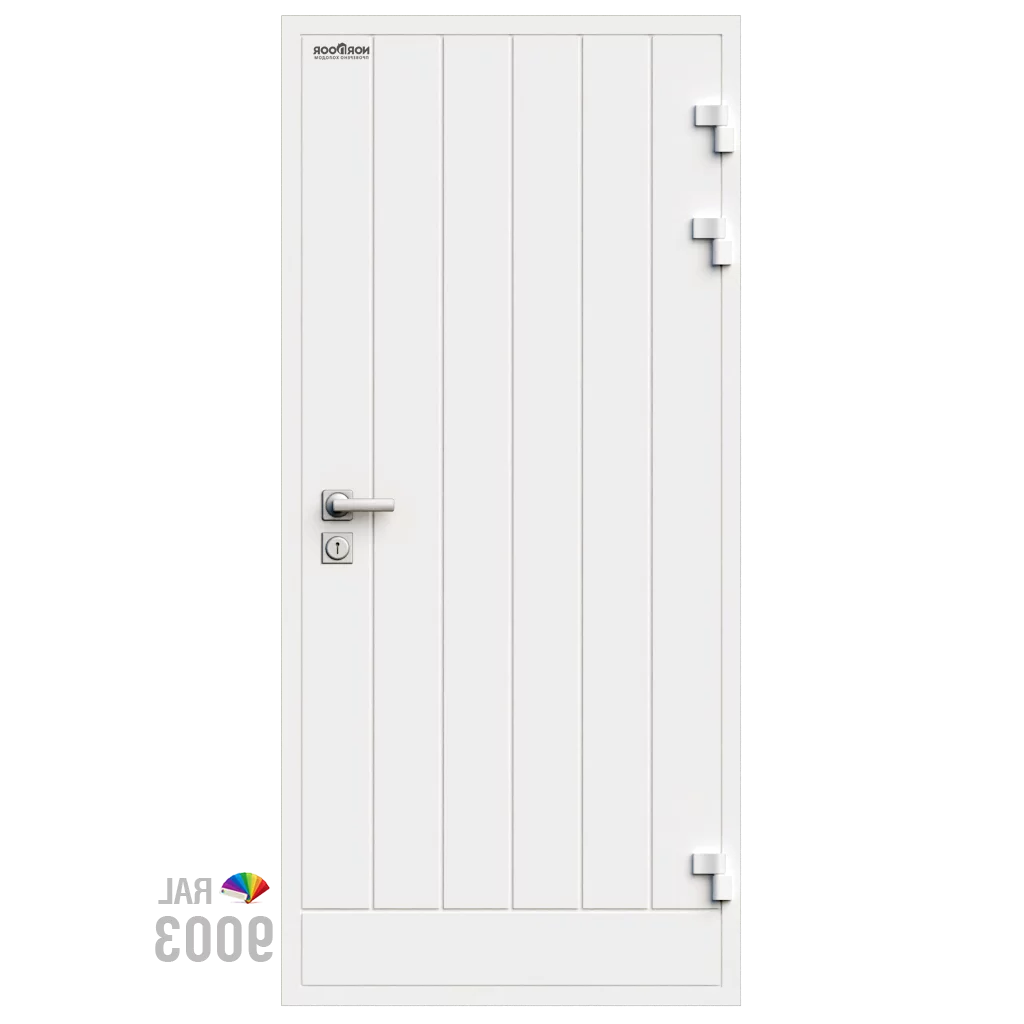 Изображение товара Входная утепленная дверь из дерева для коттеджа Norddoor ND1004 227x86см правый цвет белый RAL 9003