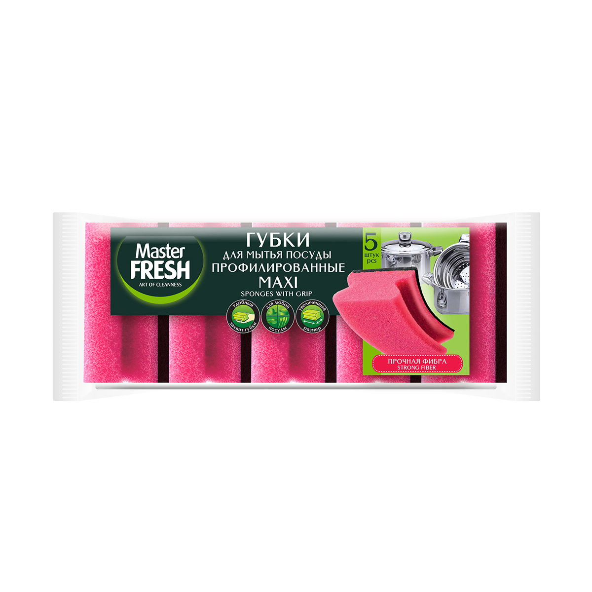 Изображение товара Губки для посуды профильные Master Fresh "Maxi" 5 шт.