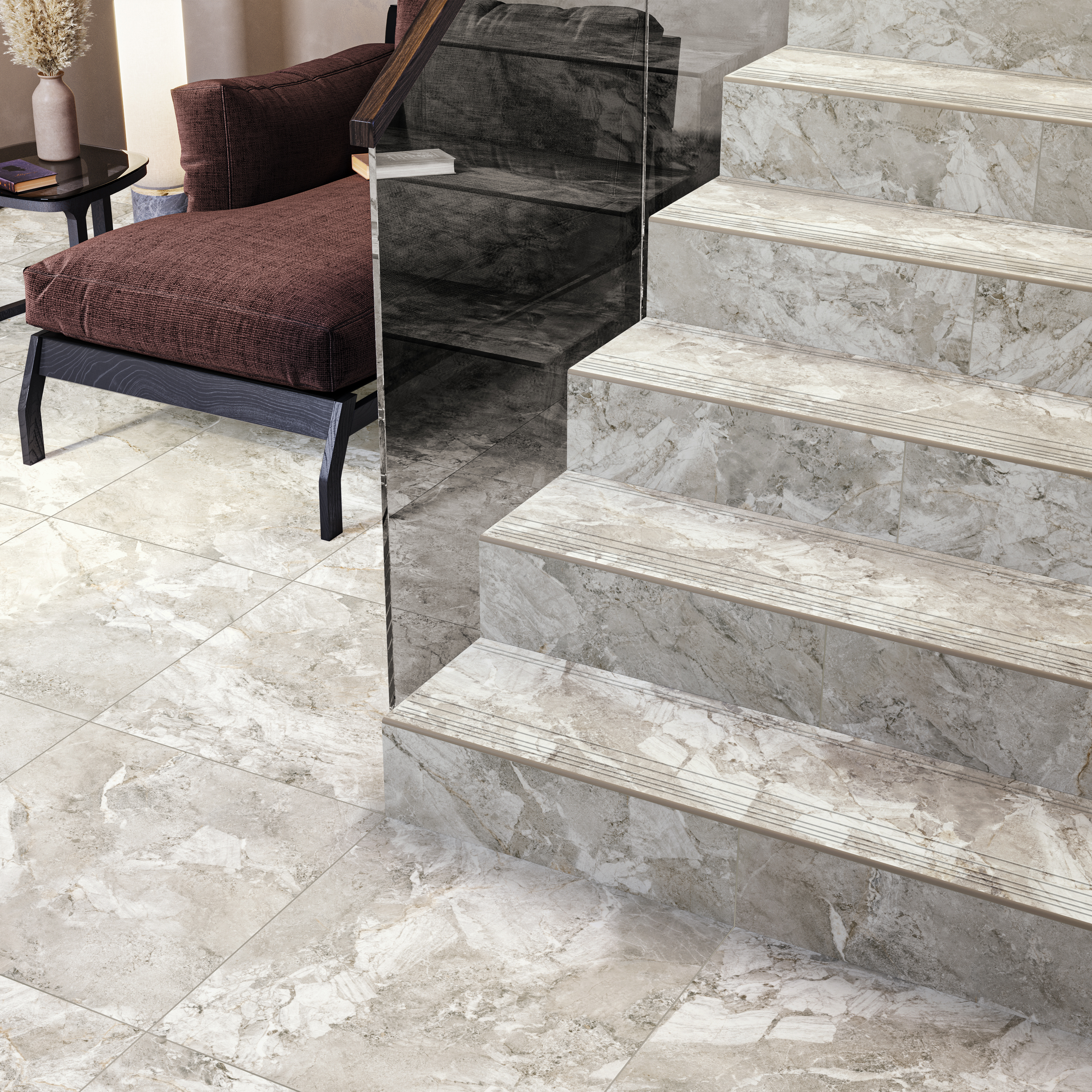 Изображение товара Ступенька с закругленными краями Landstone 40 120x30 см керамогранит цвет бежевый