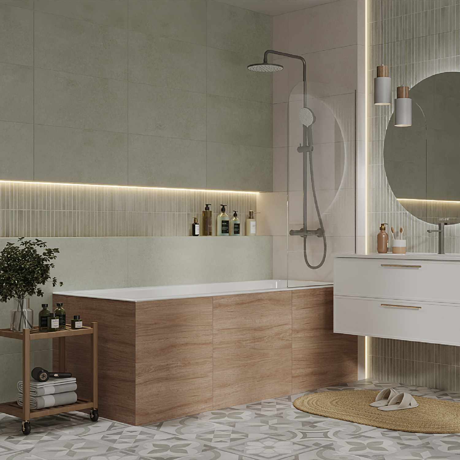 Изображение товара Настенная плитка Cersanit Поле 29.8x59.8 см 1.425 м² матовая цвет оливковый