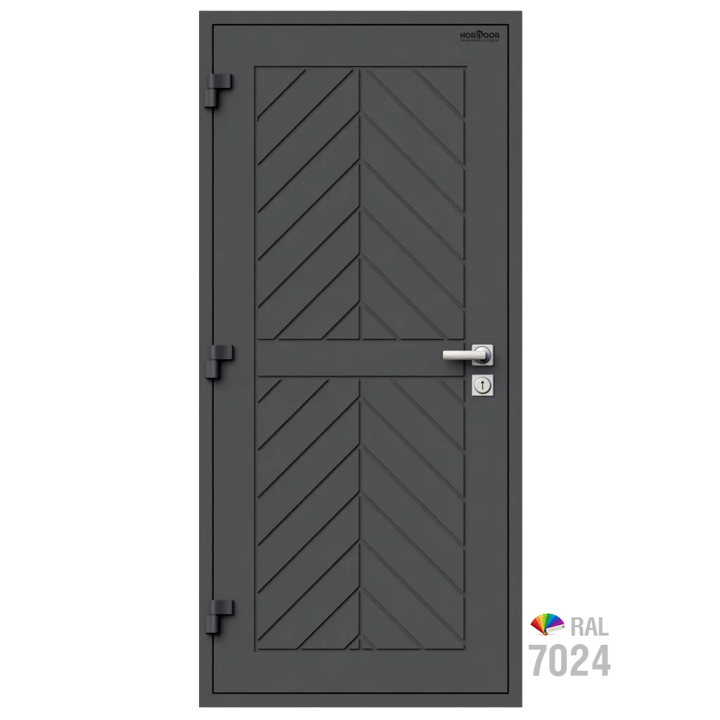 Изображение товара Входная утепленная дверь из дерева для коттеджа Norddoor ND2005 207x96см левый серый RAL7024