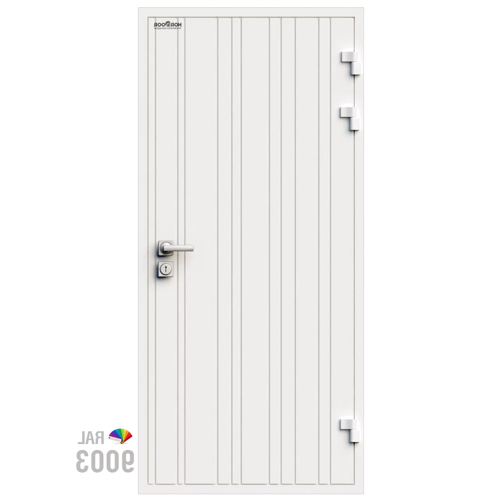 Изображение товара Входная утепленная дверь из дерева для коттеджа Norddoor ND3008 227x86см правый белый RAL9003