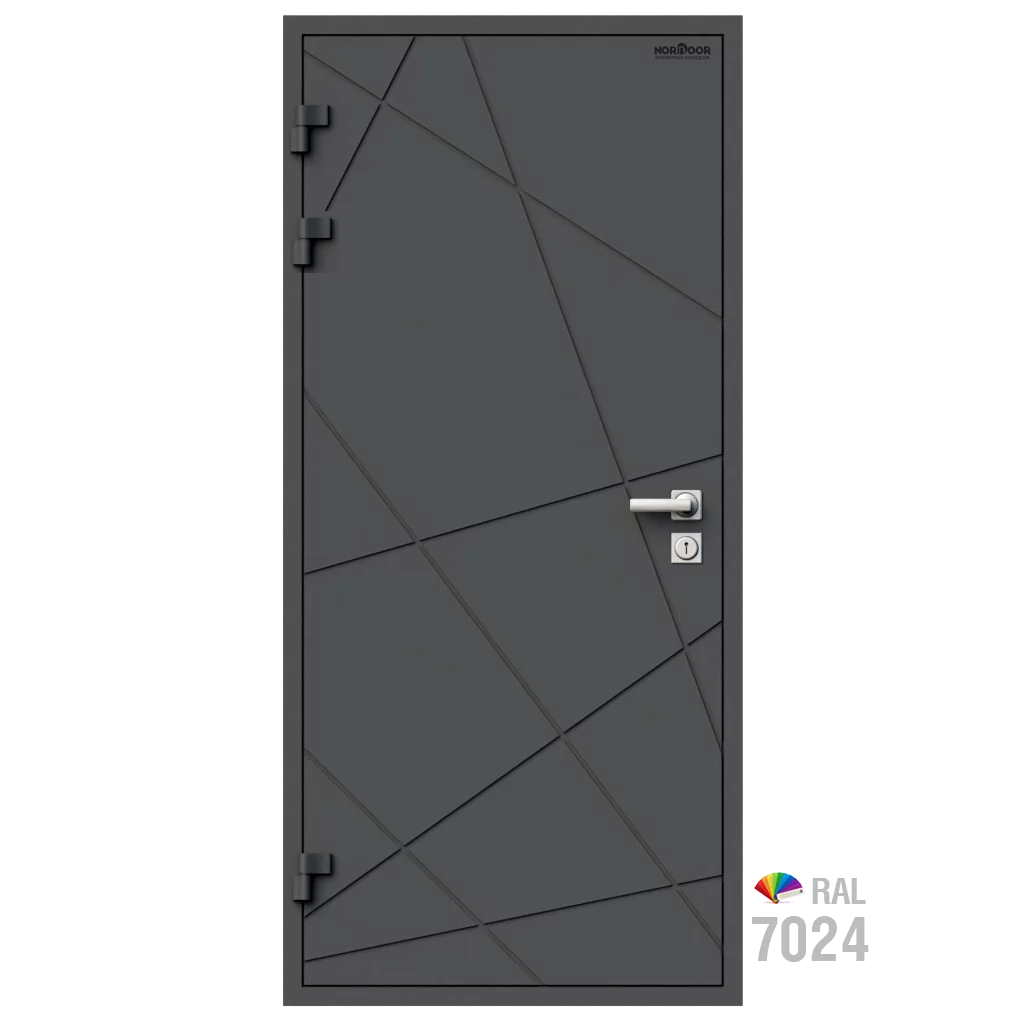 Изображение товара Входная утепленная дверь из дерева для коттеджа Norddoor ND3009 227x86см левый серый RAL7024