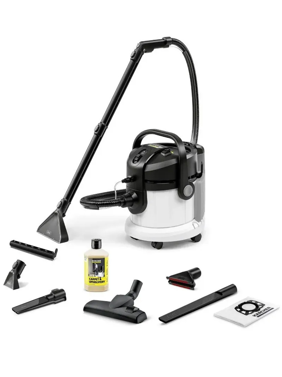 Изображение товара Пылесос с контейнером с влажной уборкой Karcher Se 4 Plus Special *Eu 1000 Вт 4 л цвет белый Изображение товара Пылесос с контейнером с влажной уборкой Karcher Se 4 Plus Special *Eu 1000 Вт 4 л цвет белый