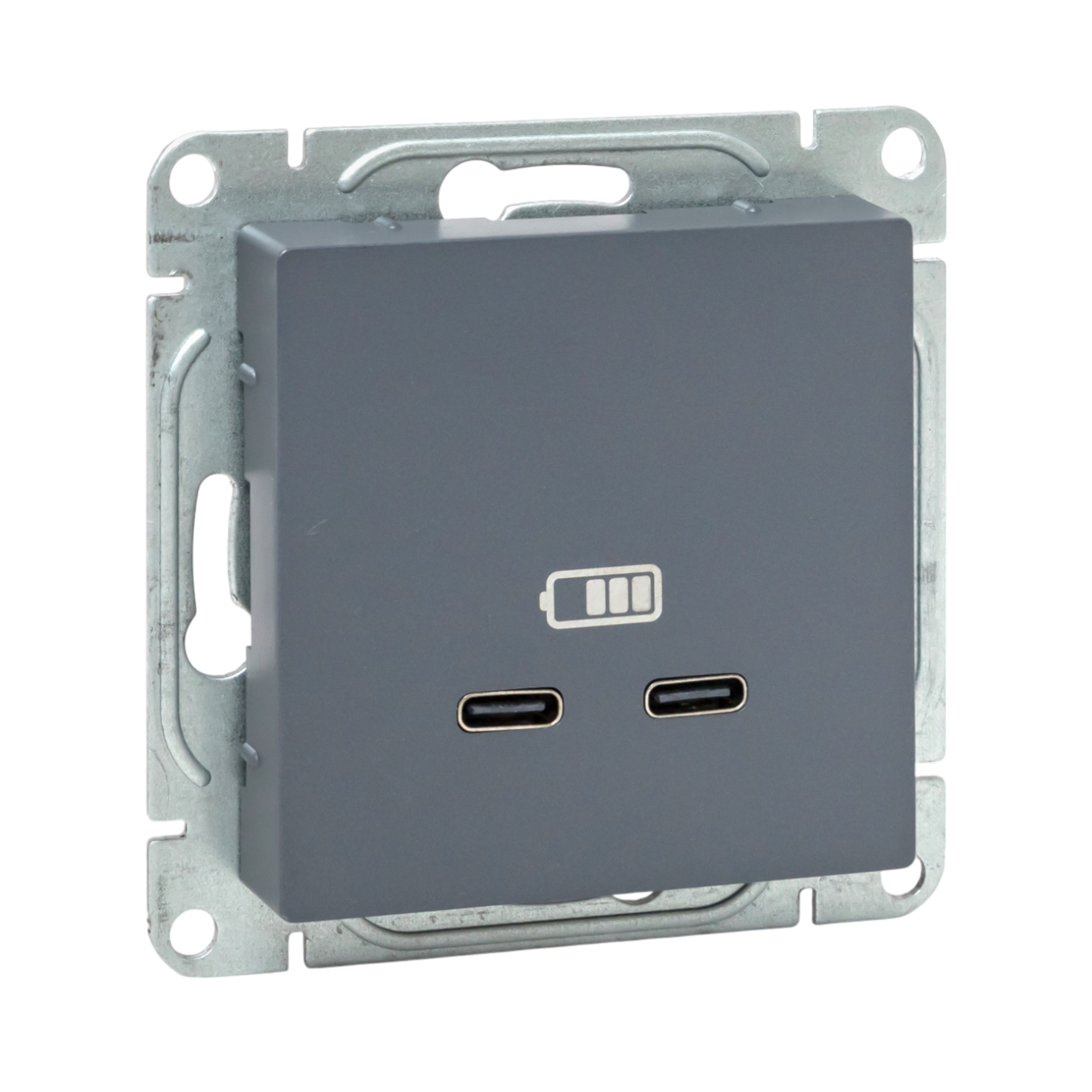 Изображение товара Розетка USB встраиваемая Ekf с заземлением цвет серый UP1-SOG-2USBC
