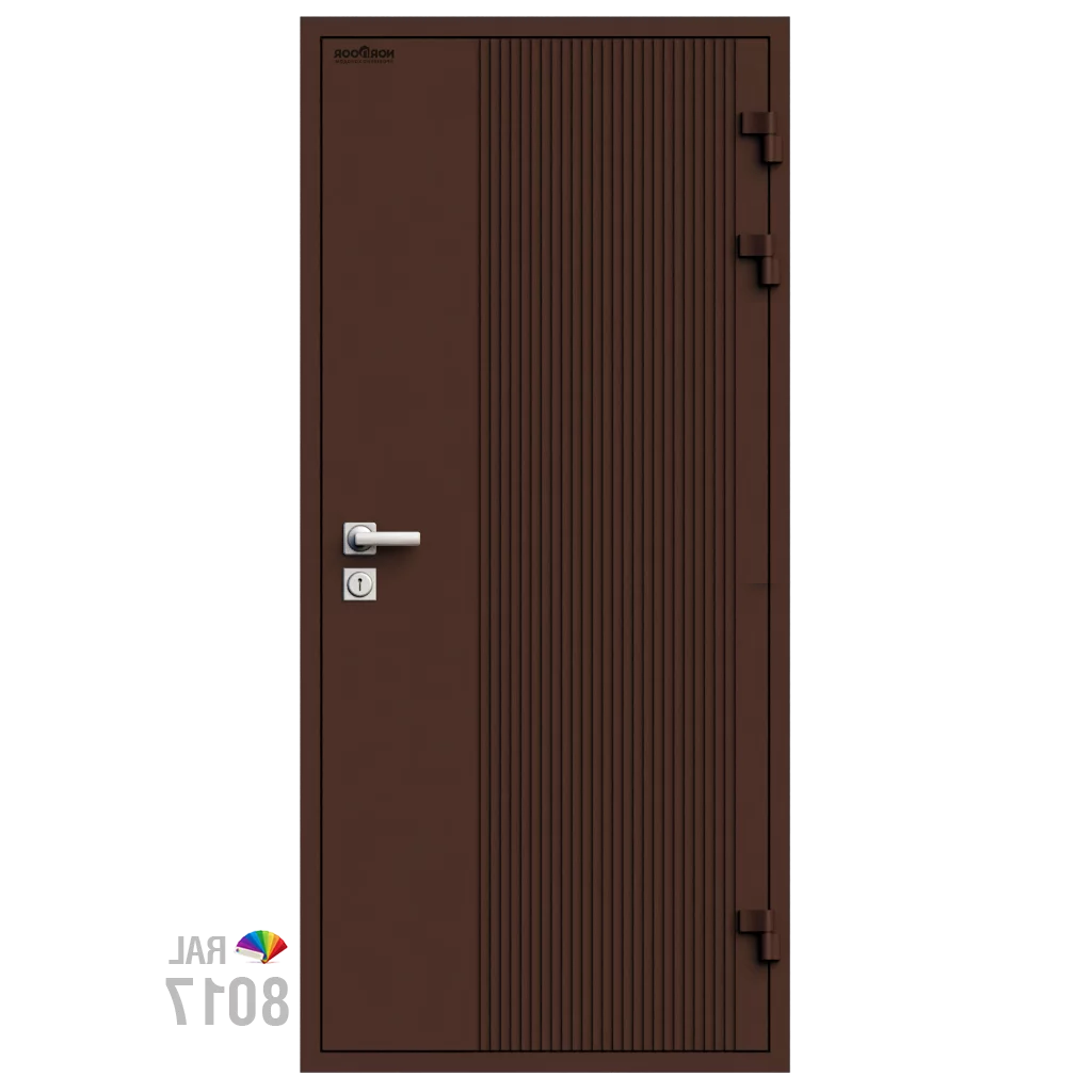 Изображение товара Входная утепленная дверь из дерева для коттеджа Norddoor ND3004 207x96см правый коричневый RAL8017