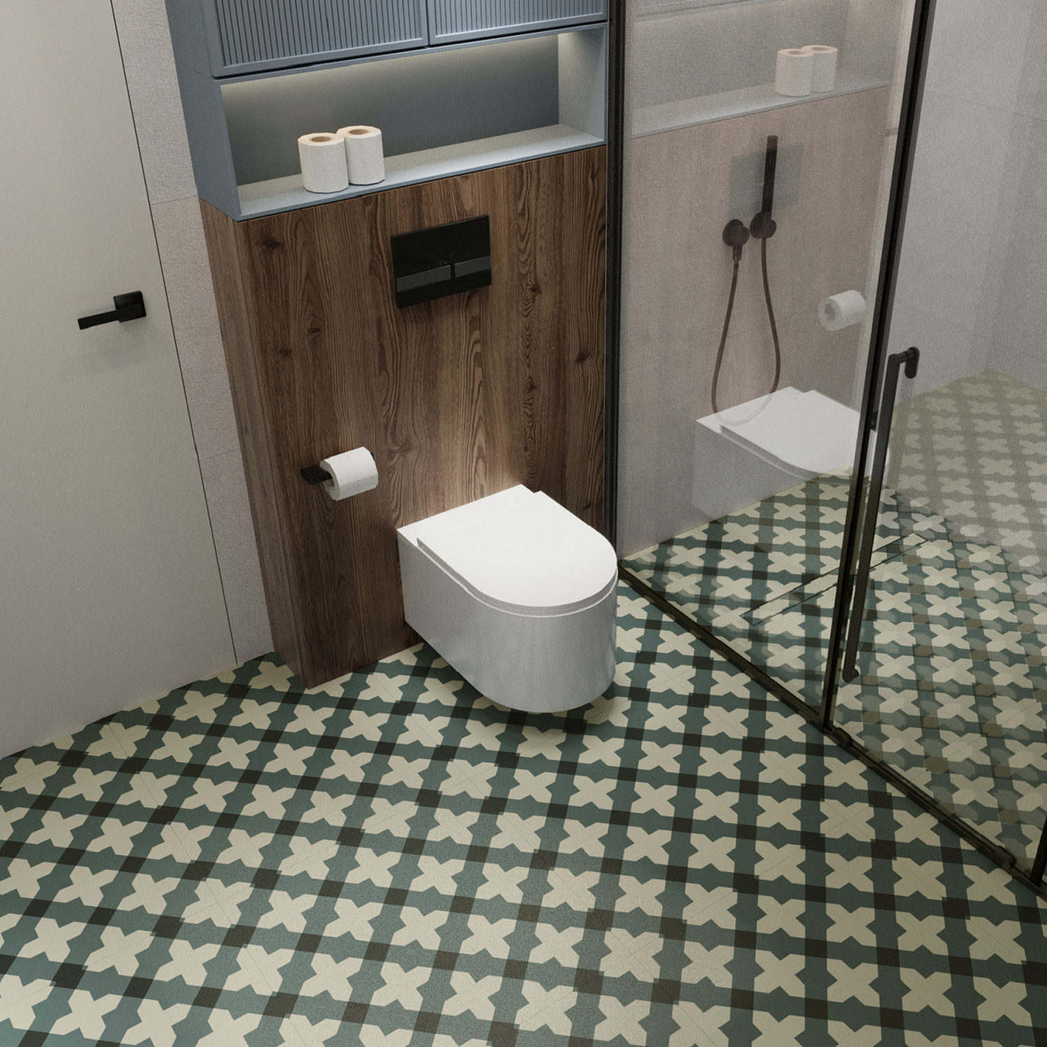 Изображение товара Глазурованный керамогранит Arcadia Ceramica Oxo hunter 60x60 см 1.44 м² матовый цвет бежево-синий