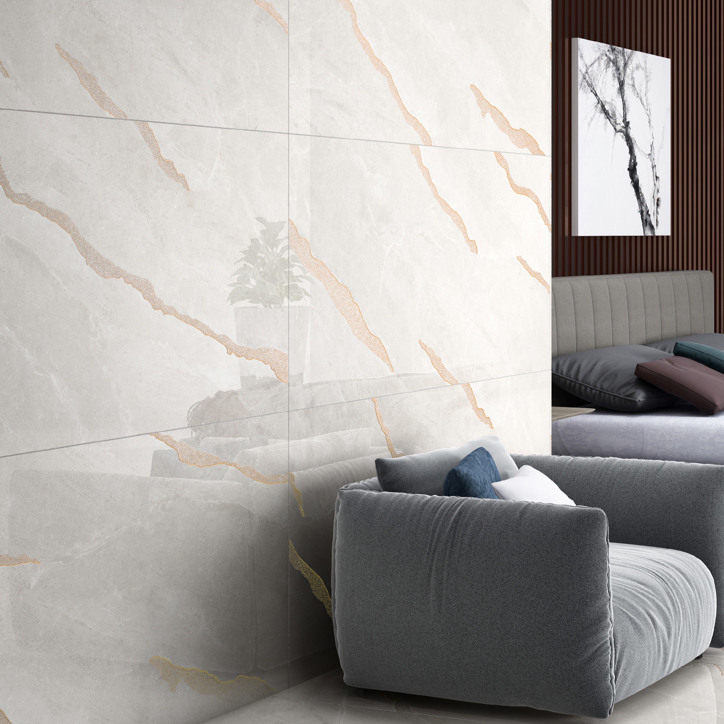 Изображение товара Керамогранит Kerald White Onyx Golden Veins 60x120см цвет бежевый с золотистыми прожилками Изображение товара Керамогранит Kerald White Onyx Golden Veins 60x120см цвет бежевый с золотистыми прожилками