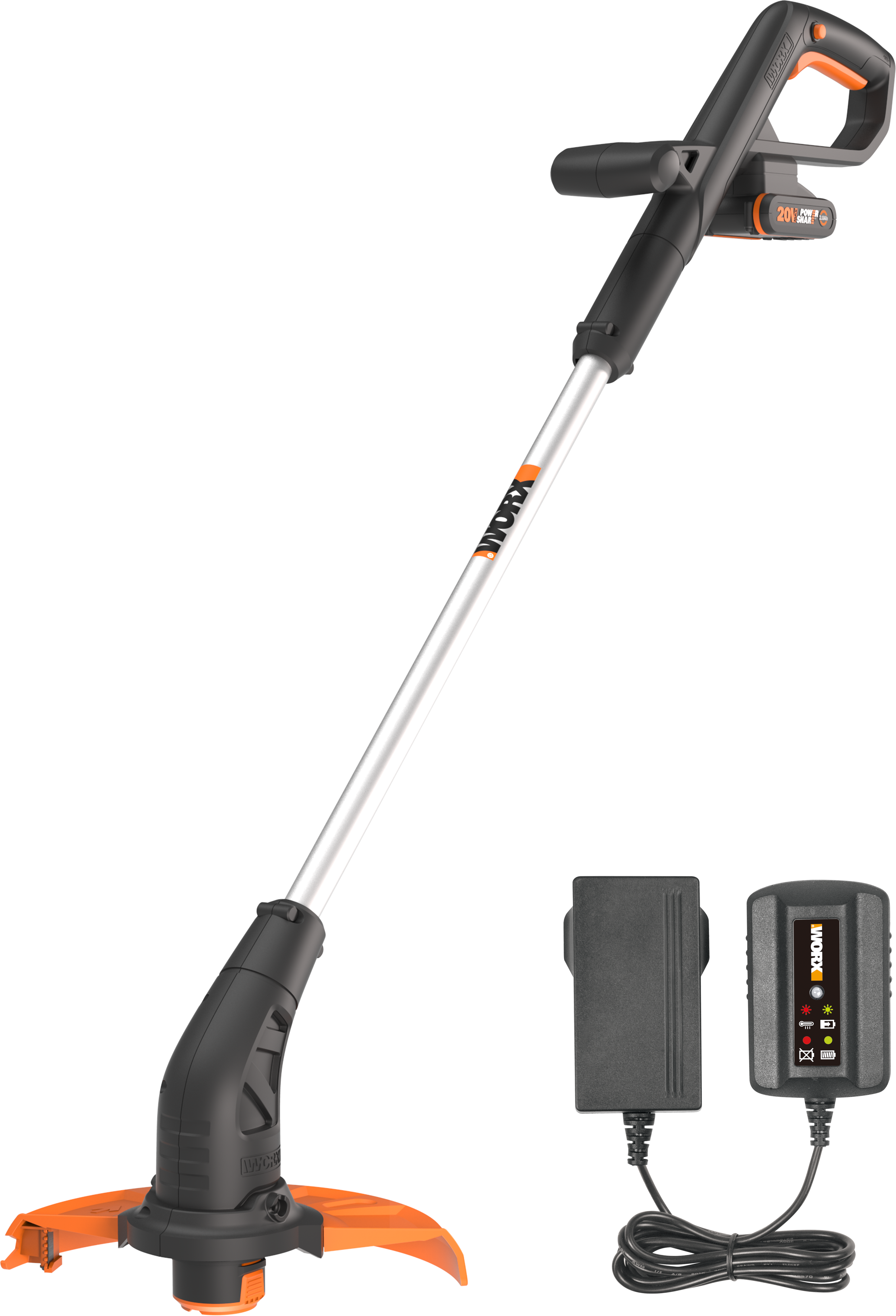 Изображение товара Аккумуляторный триммер Worx WP158E 20 В с батареей и зарядным, 26 см ширина скашивания