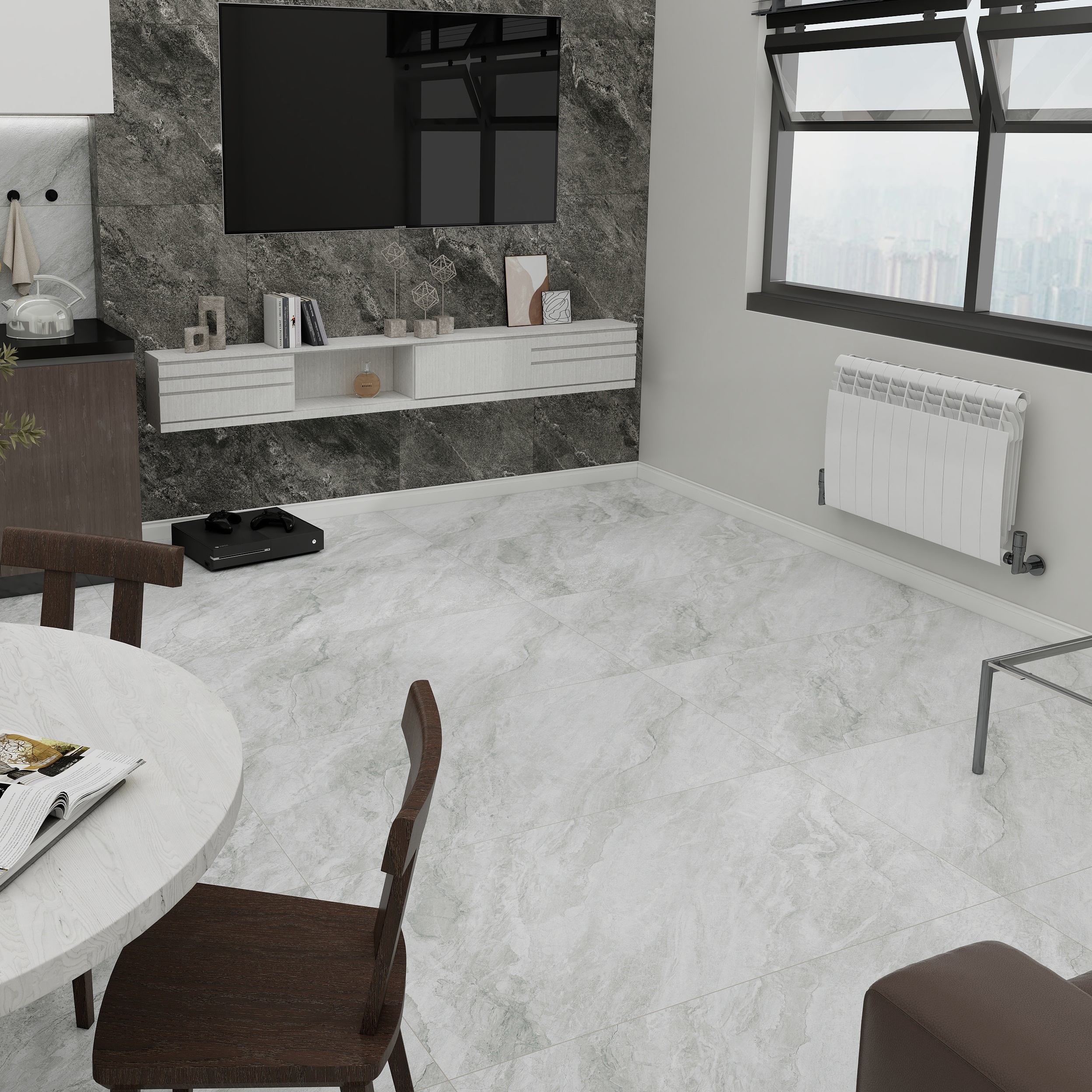 Изображение товара Глазурованный керамогранит Duna Scion Grey Reflex Punch 60x120 см 1.44 м² лаппатированный цвет серый Изображение товара Глазурованный керамогранит Duna Scion Grey Reflex Punch 60x120 см 1.44 м² лаппатированный цвет серый
