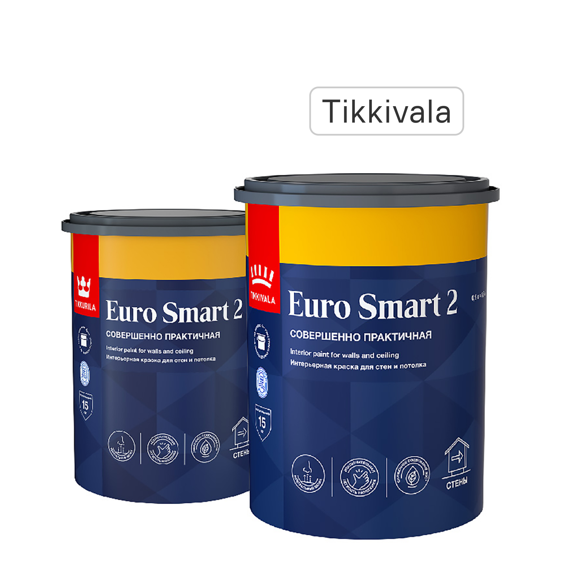 Изображение товара Краска для стен и потолков Tikkurila Euro Smart 2 глубокоматовая белая база A Изображение товара Краска для стен и потолков Tikkurila Euro Smart 2 глубокоматовая белая база A