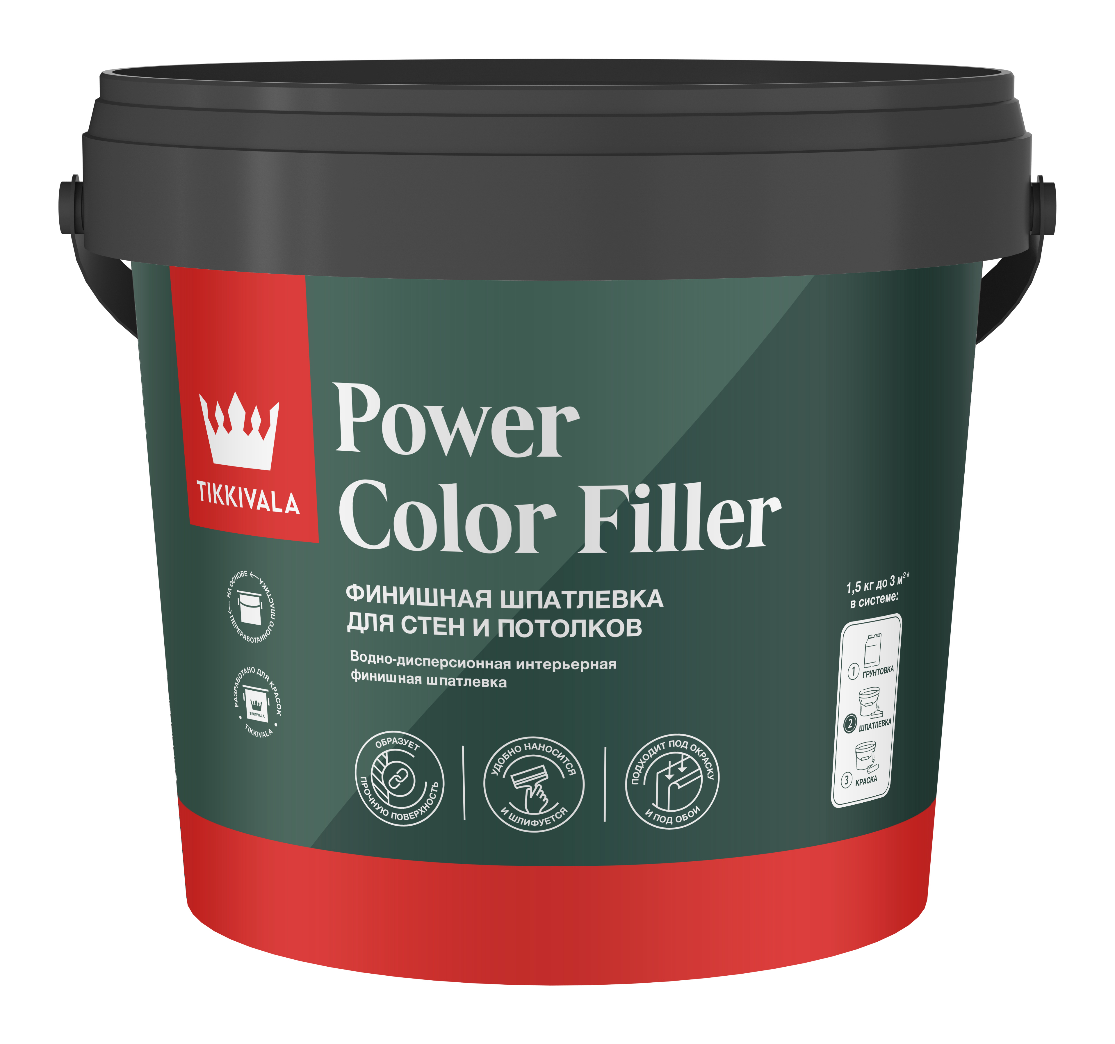 Изображение товара Шпаклевка латексная финишная Tikkivala Power Color Filler 1.5 кг