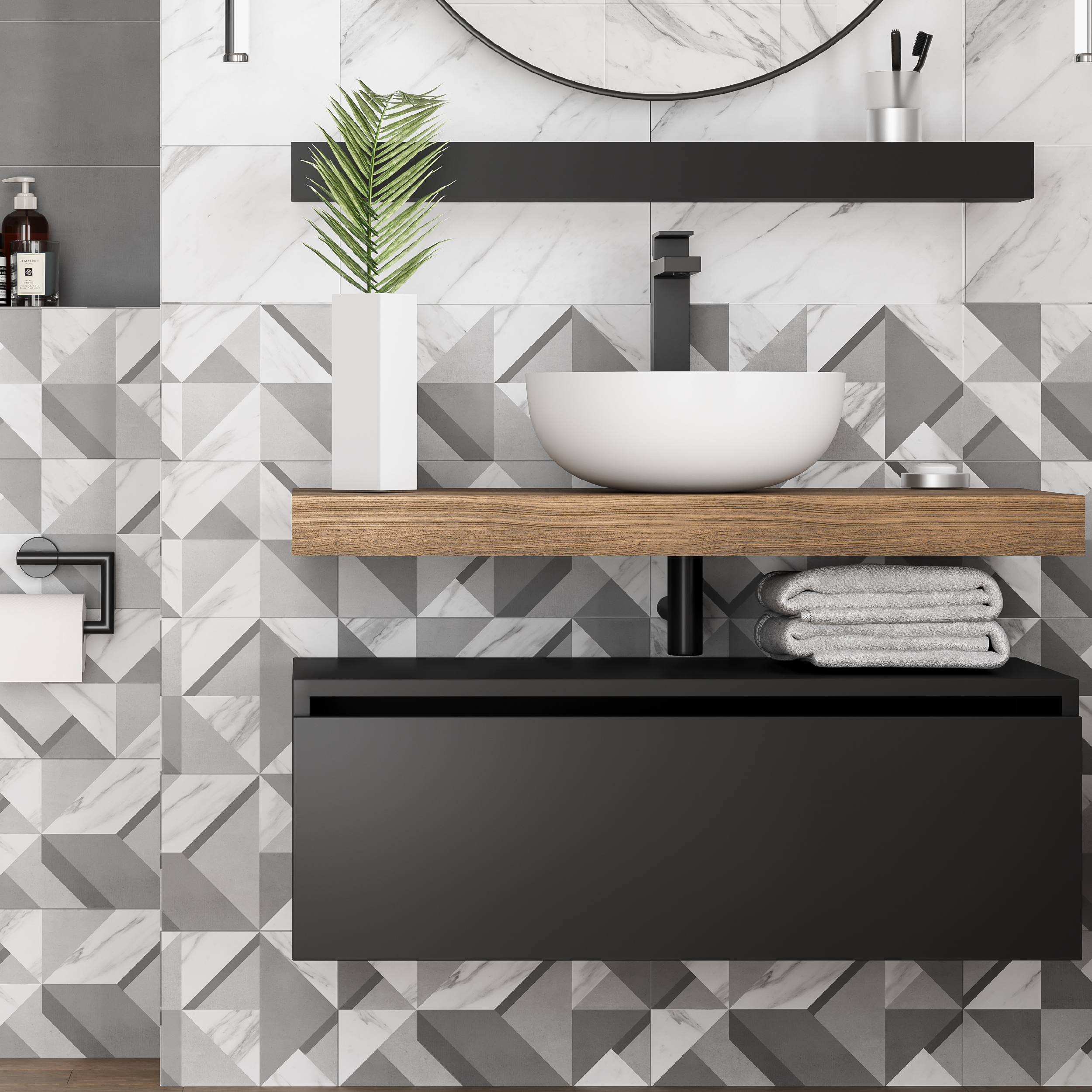 Изображение товара Плитка настенная KREAFORTA Mersey Tetris 20x40 см 1.2 м² матовый цвет серый