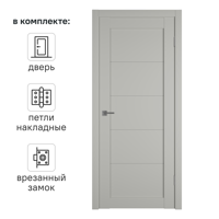 Изображение товара Дверь межкомнатная глухая KREAFORTA Вихра 80x200x4 см ПВХ цвет песочный с замком и петлями