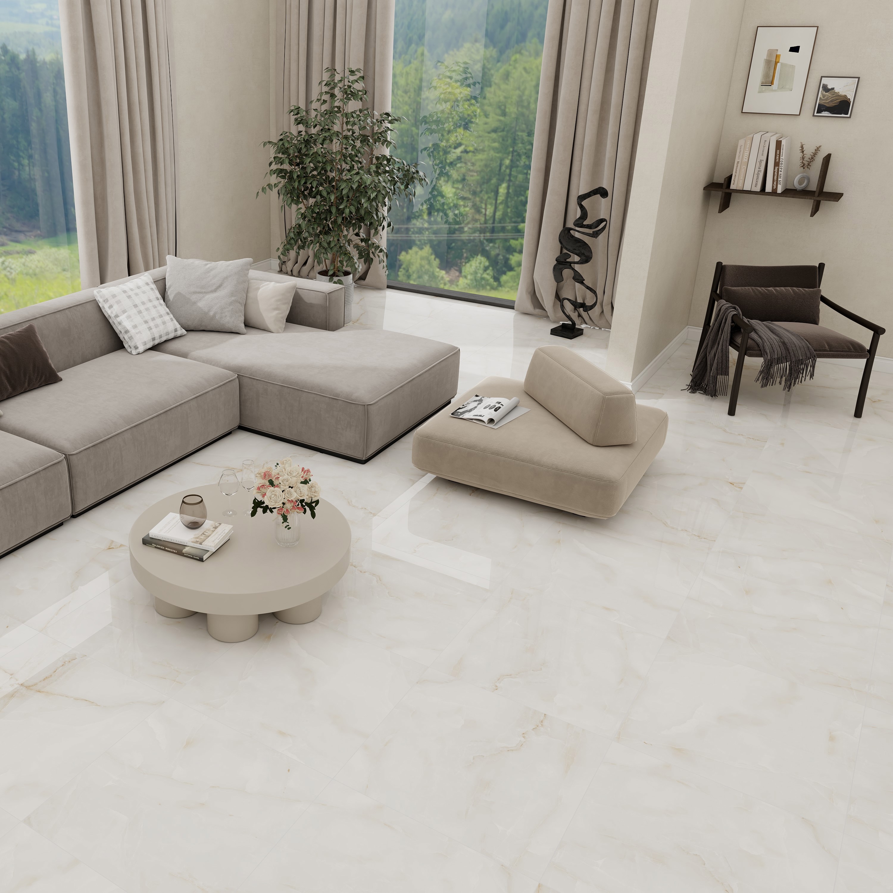 Изображение товара Керамогранит Leman Grace Mare 60x60 - полированная поверхность, бежевый