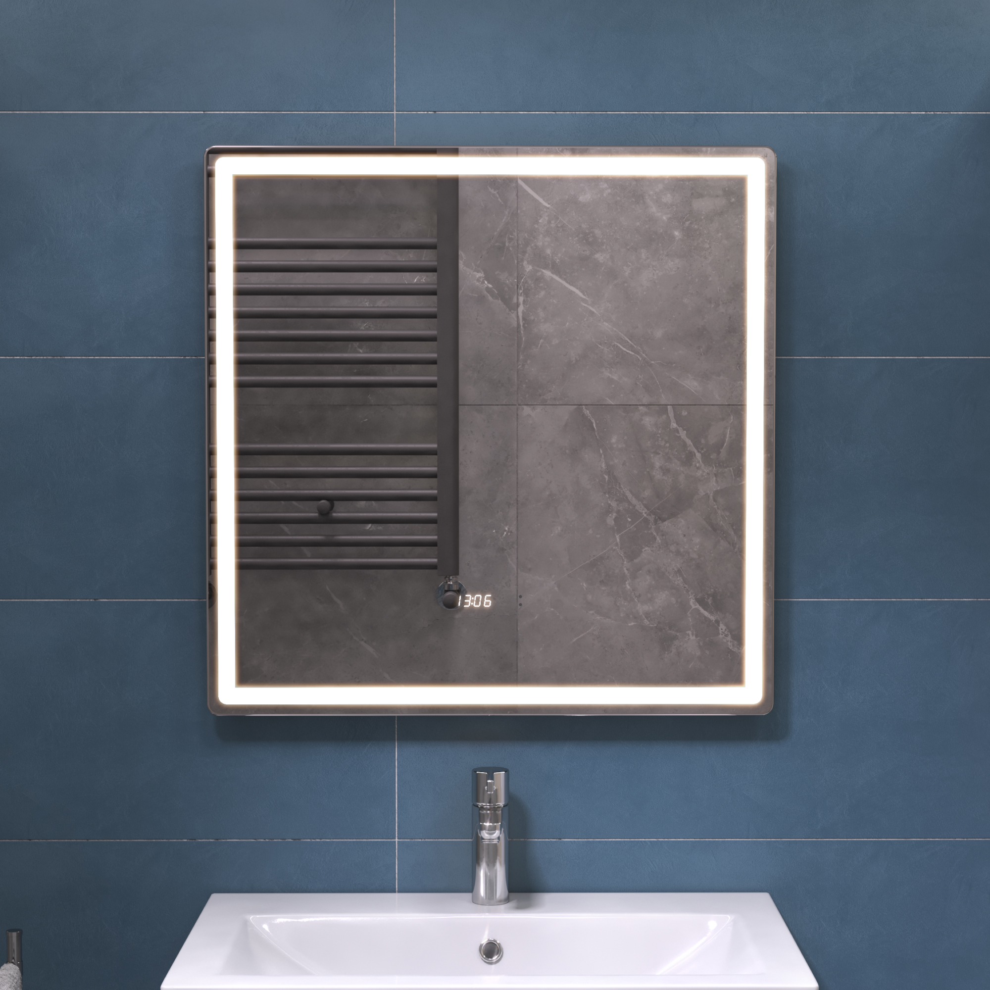 Изображение товара Зеркало для ванной Vigo Level Comfort 70x70 см с подсветкой и часами
