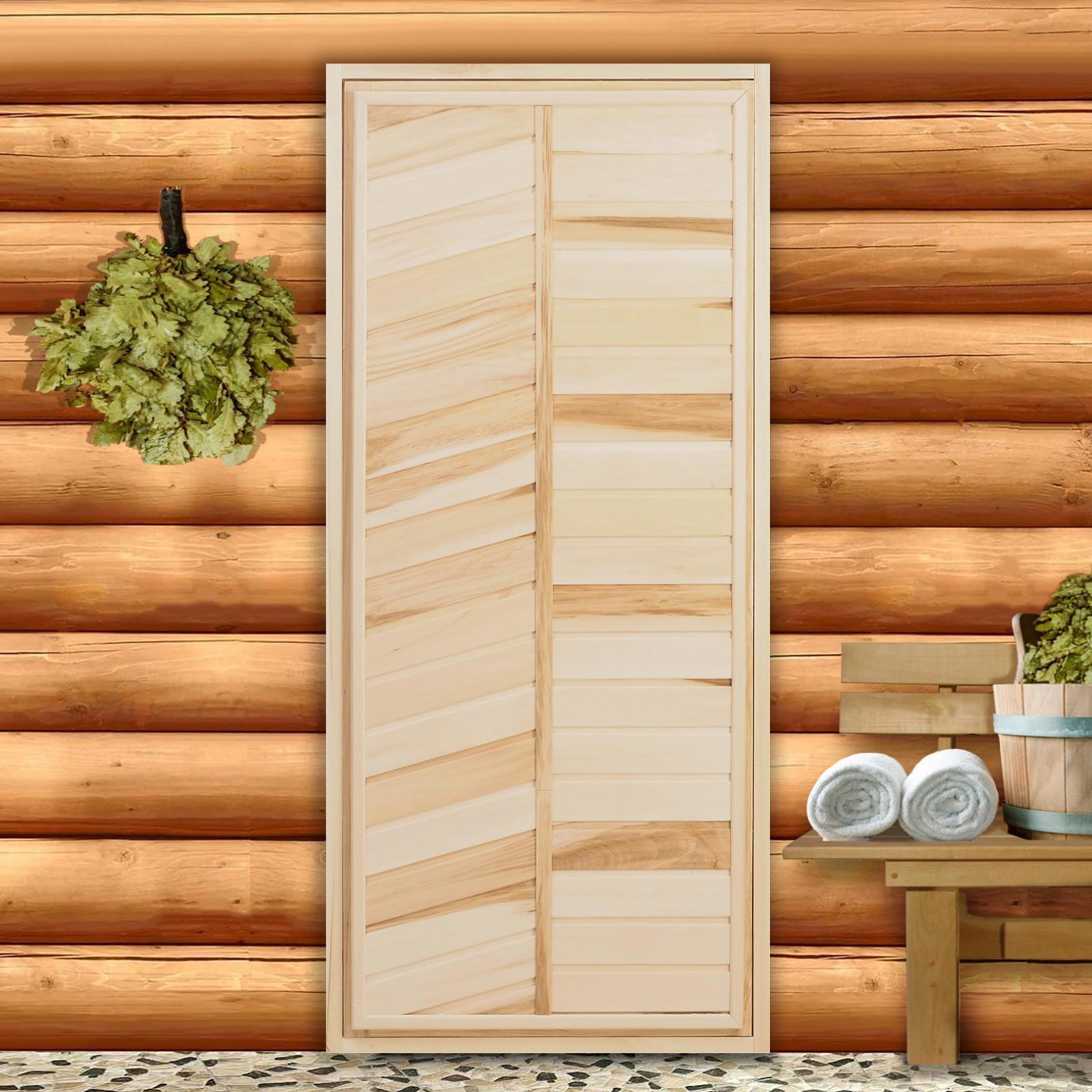 Изображение товара Дверь для бани Сима-ленд 170x70см глухая правый липа Изображение товара Дверь для бани Сима-ленд 170x70см глухая правый липа