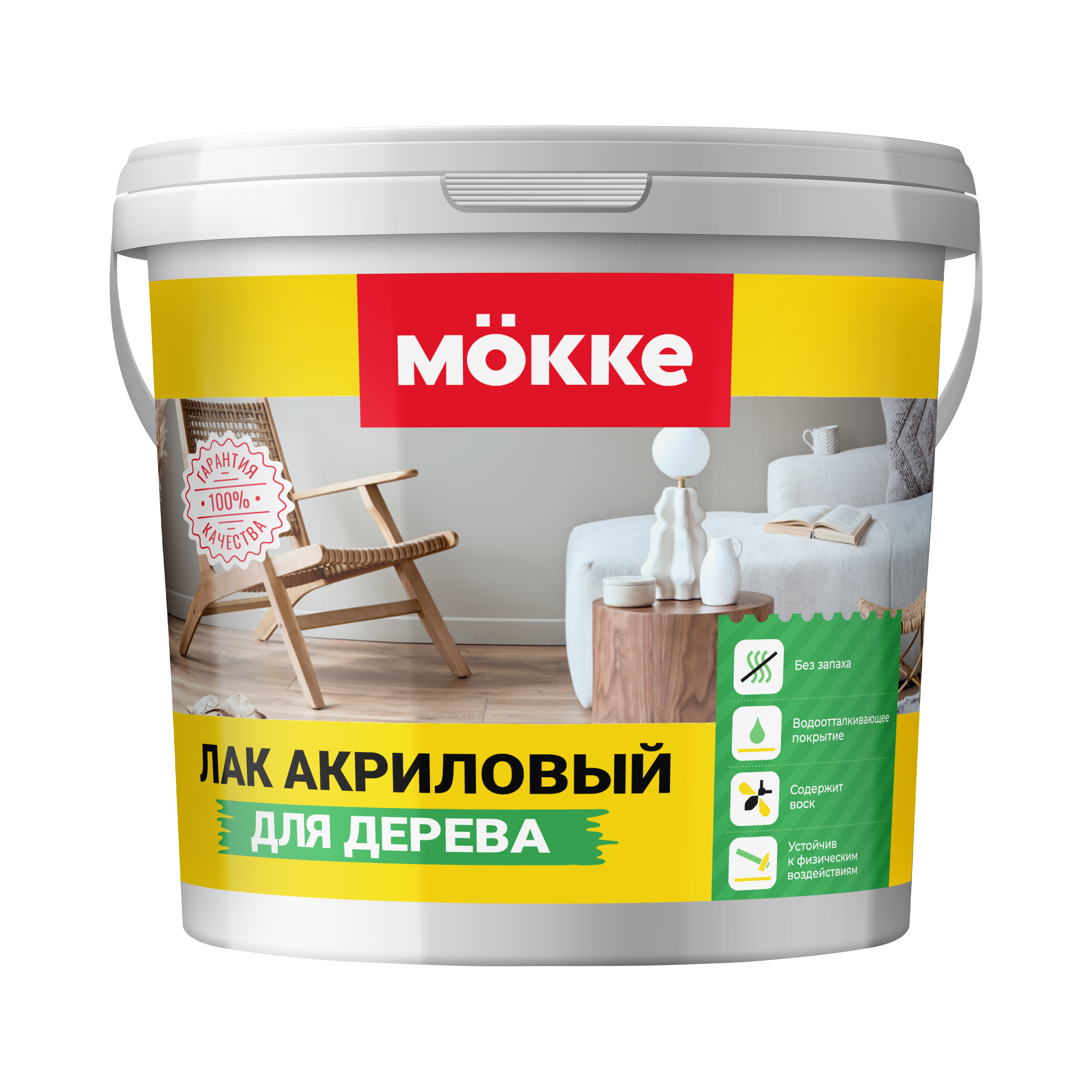 Изображение товара Лак акриловый по дереву MÖKKE 0.8л. Изображение товара Лак акриловый по дереву MÖKKE 0.8л.