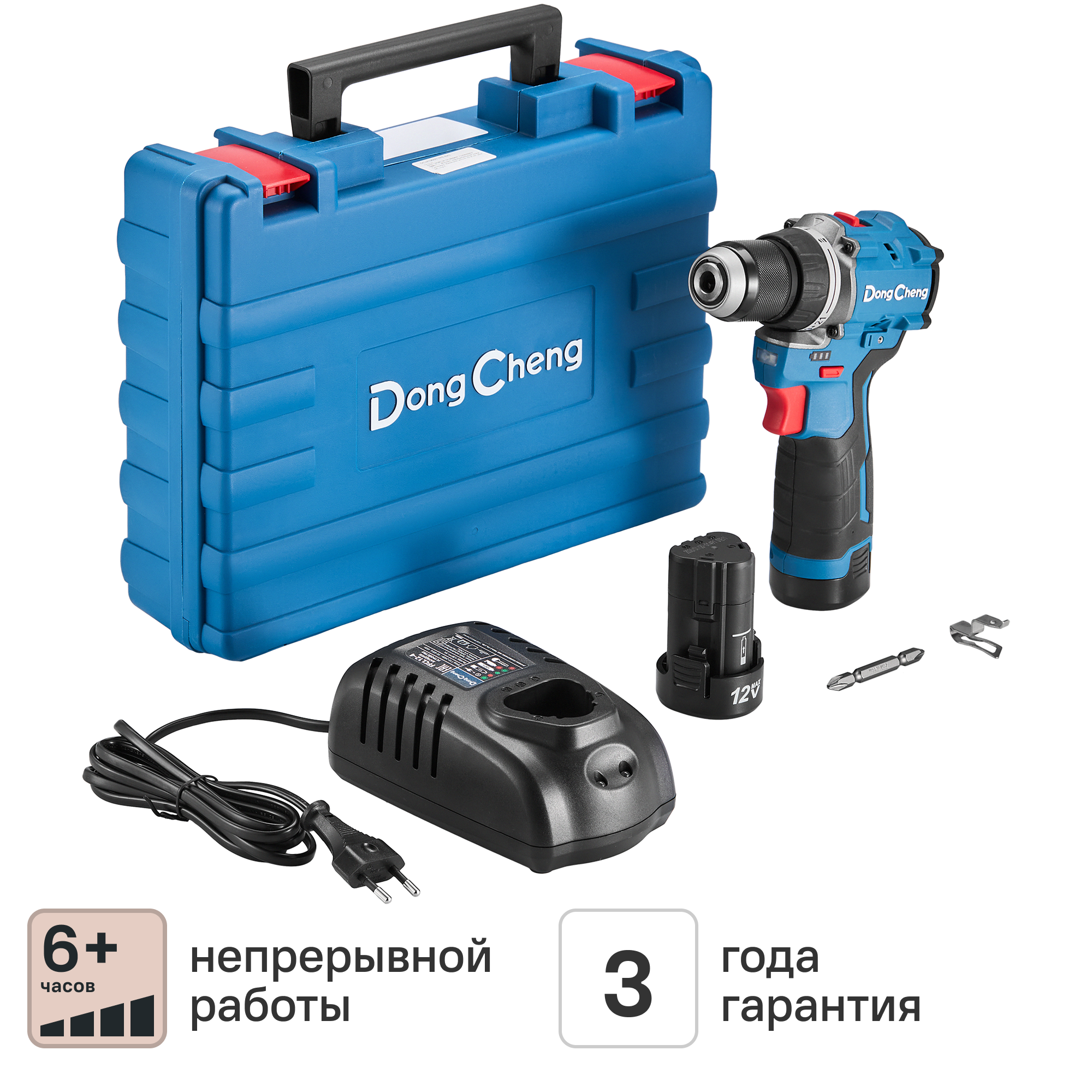 Изображение товара Дрель-шуруповерт Dongcheng DCJZ1250 12 В Бесщеточная, 2×2 Ач, 10 мм патрон