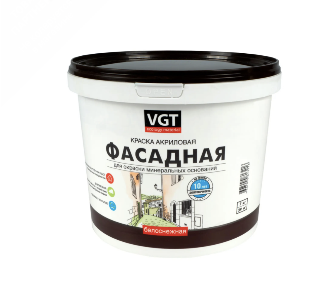 Изображение товара Краска фасадная VGT 1602 7 л база A