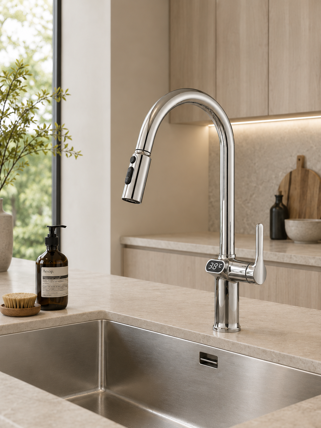 Изображение товара Смеситель для кухни однорычажный Esko Kitchen излив 23.5 см цвет хром