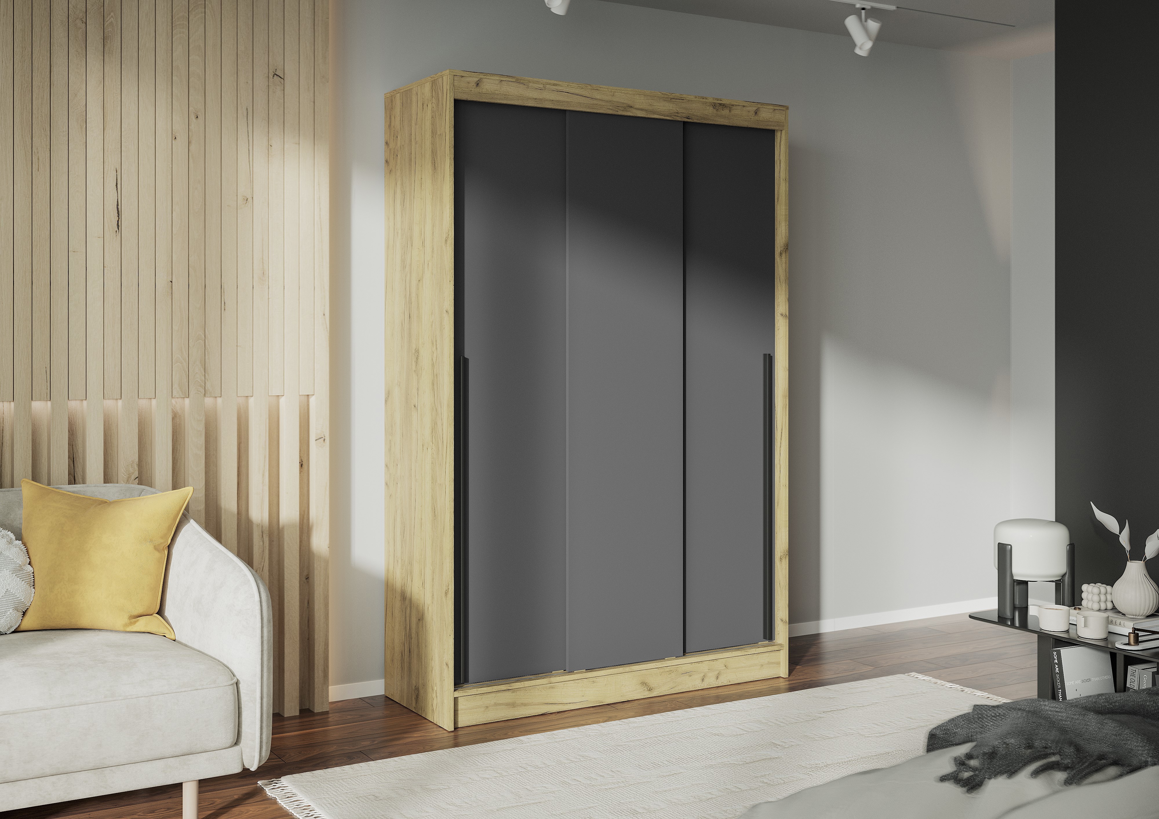 Изображение товара Шкаф-купе Семья Мебелони Тайм 130x50x200 см ЛДСП цвет крафт/графит Изображение товара Шкаф-купе Семья Мебелони Тайм 130x50x200 см ЛДСП цвет крафт/графит