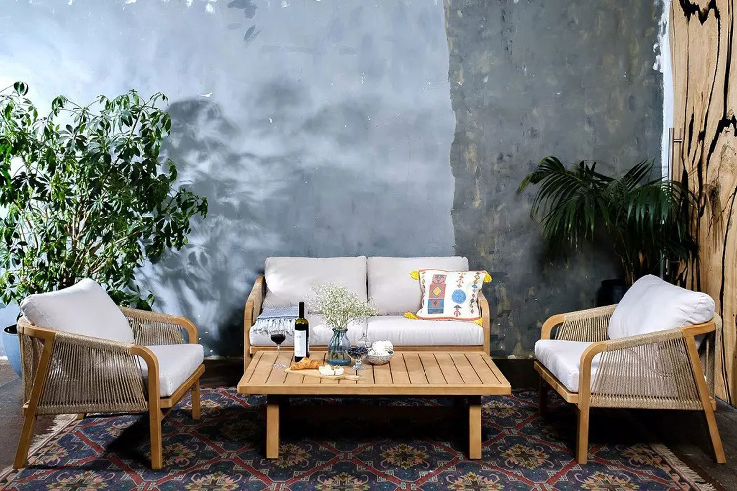 Изображение товара Набор садовой мебели для отдыха Joygarden Римини M акация роуп бежевый диван 2 кресла столик Изображение товара Набор садовой мебели для отдыха Joygarden Римини M акация роуп бежевый диван 2 кресла столик