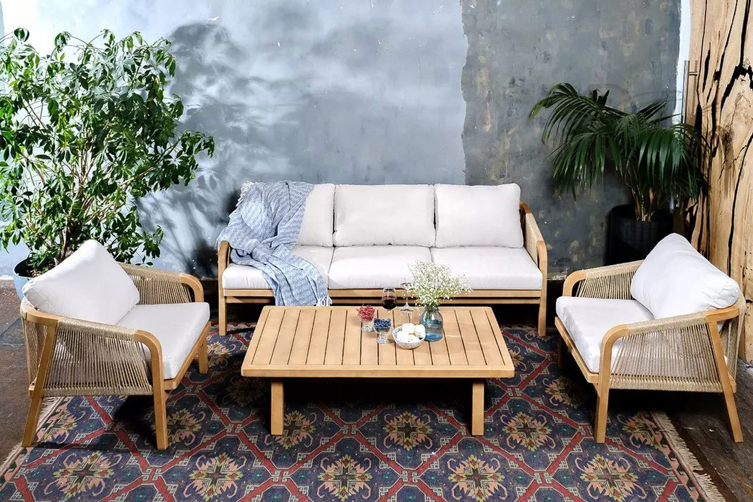 Изображение товара Набор садовой мебели для отдыха Joygarden Римини L акация роуп бежевый диван 2 кресла столик Изображение товара Набор садовой мебели для отдыха Joygarden Римини L акация роуп бежевый диван 2 кресла столик