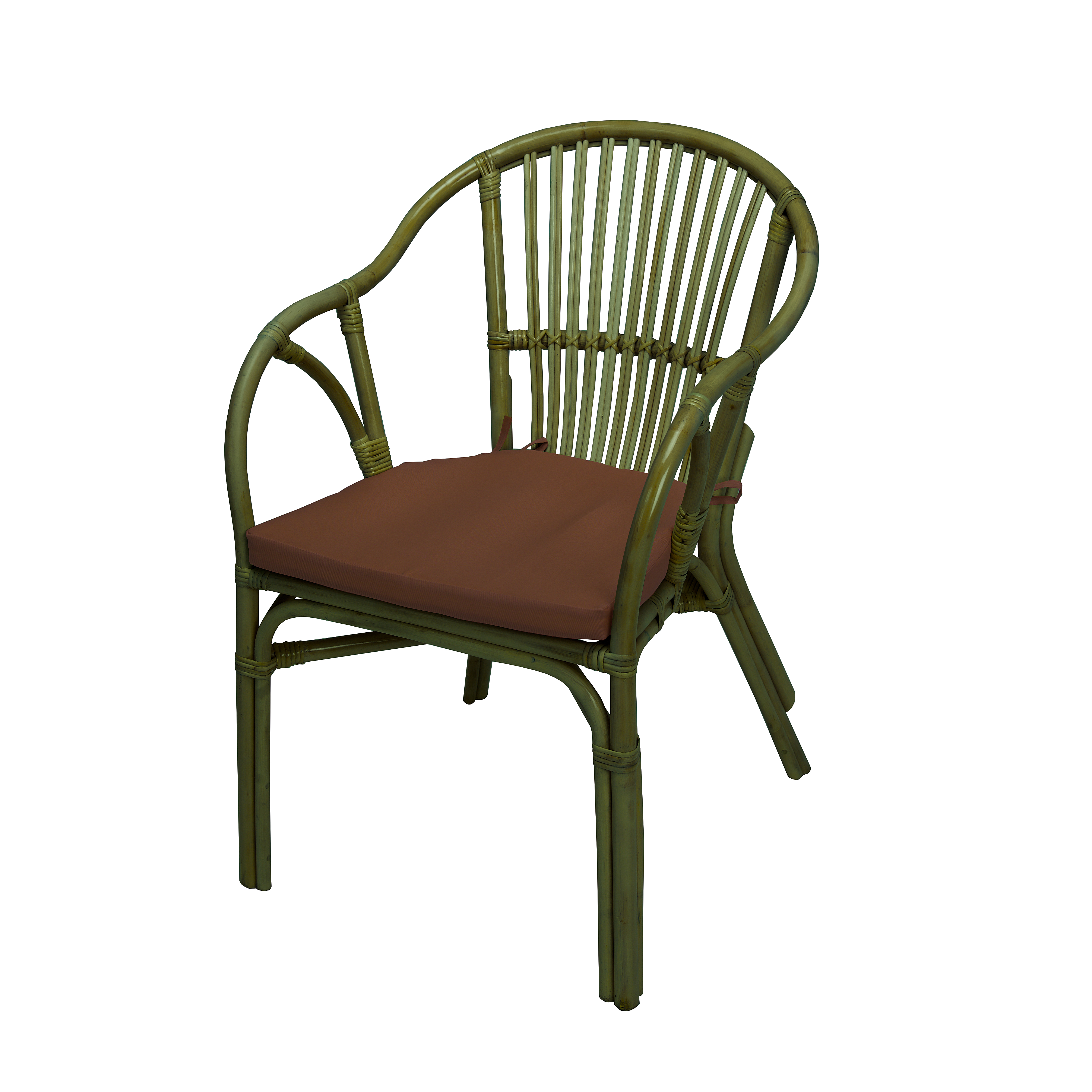 Изображение товара Садовое кресло с подушкой Мебель Солнца Киви NR121-o-br 55x60x85 см натуральный ротанг зеленый