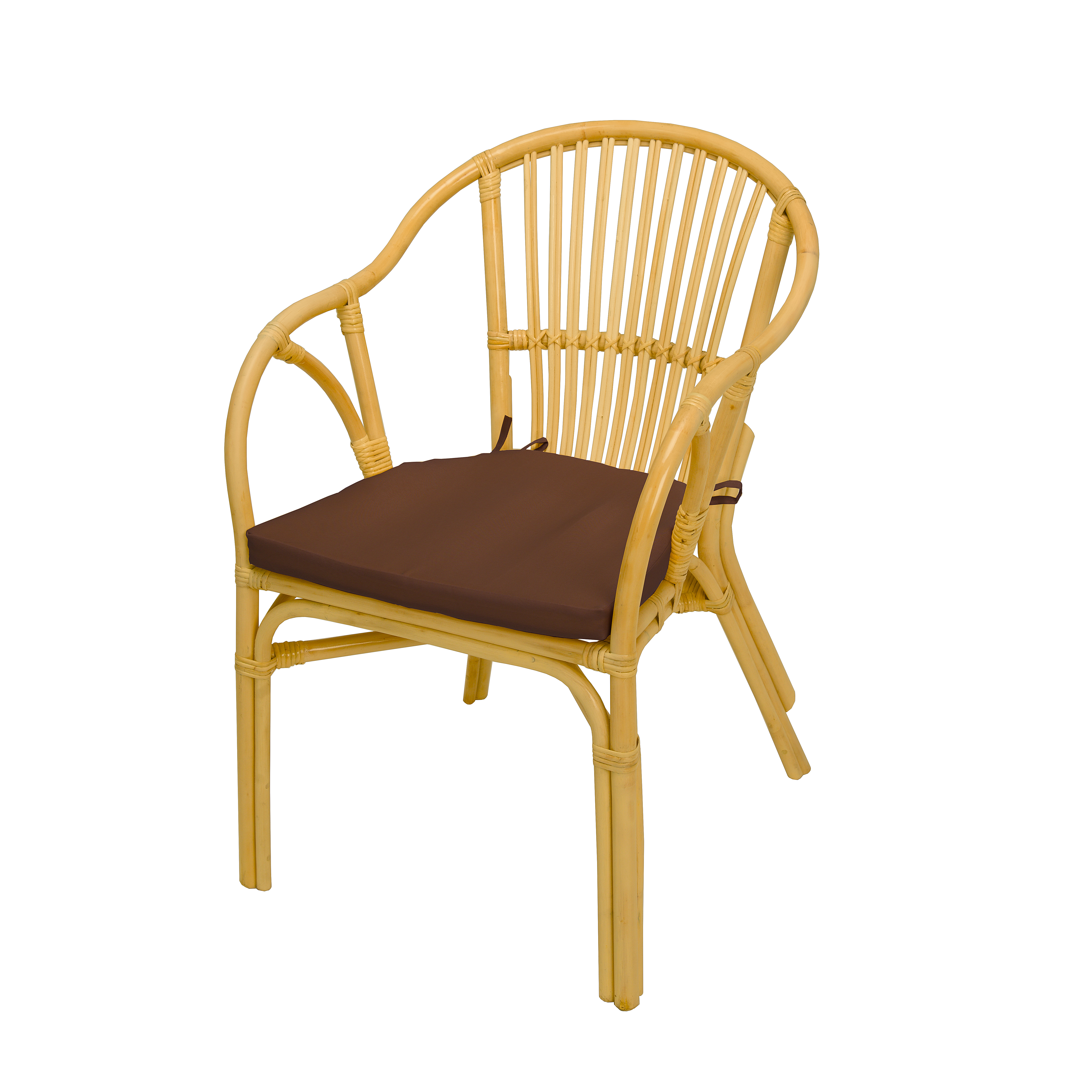 Изображение товара Садовое кресло с подушкой Мебель Солнца Киви NR121-h-br 55x60x85 см натуральный ротанг желтый