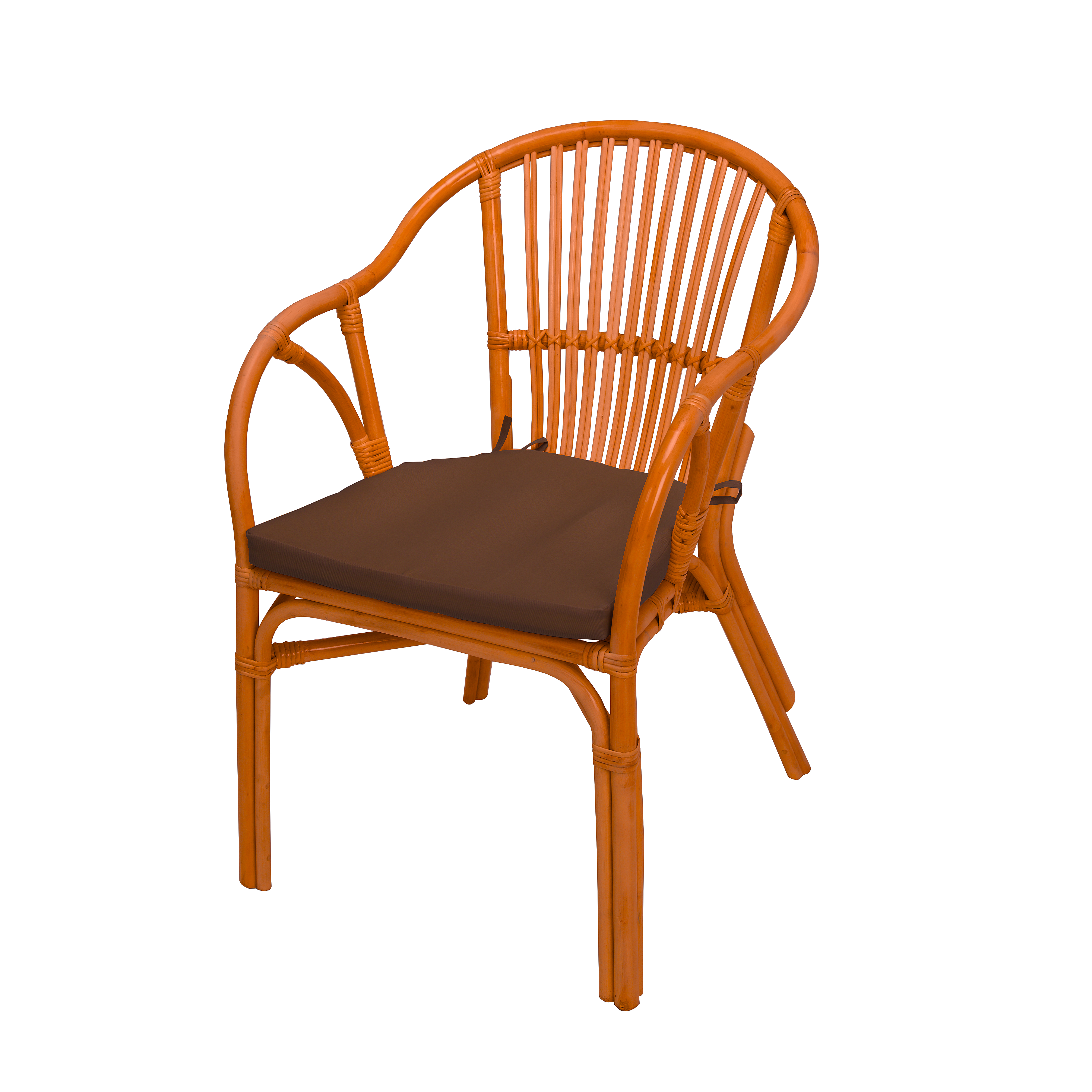 Изображение товара Садовое кресло с подушкой Мебель Солнца Киви NR121-c-br 55x60x85 см натуральный ротанг оранжевый