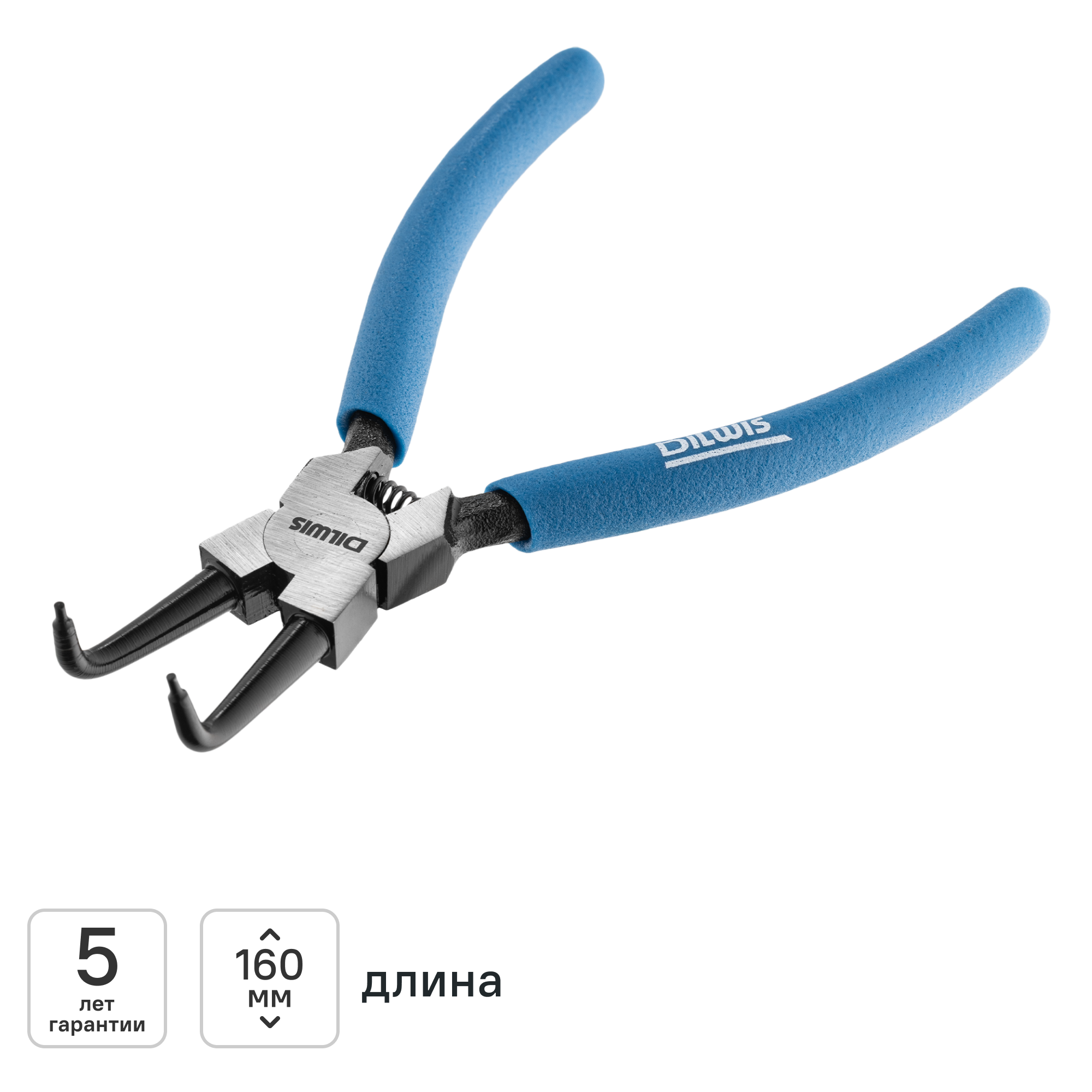 Изображение товара Съемник внутренних стопорных колец изогнутый DILWIS KLN2D38 160 мм