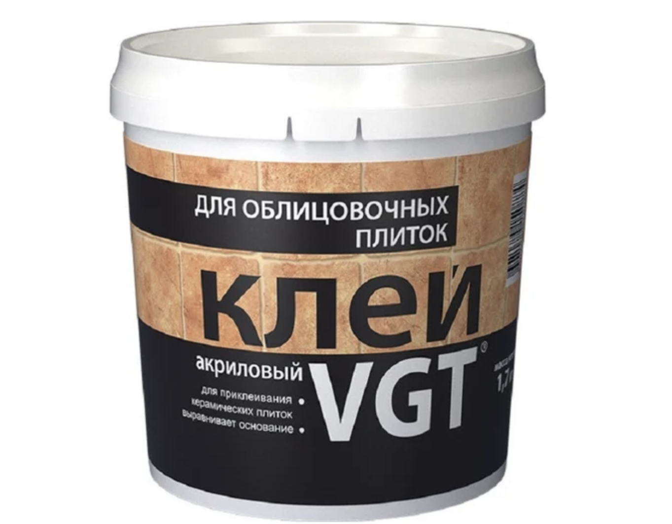 Изображение товара Клей для облицовочной плитки VGT 1.7 кг водостойкий акриловый Изображение товара Клей для облицовочной плитки VGT 1.7 кг водостойкий акриловый