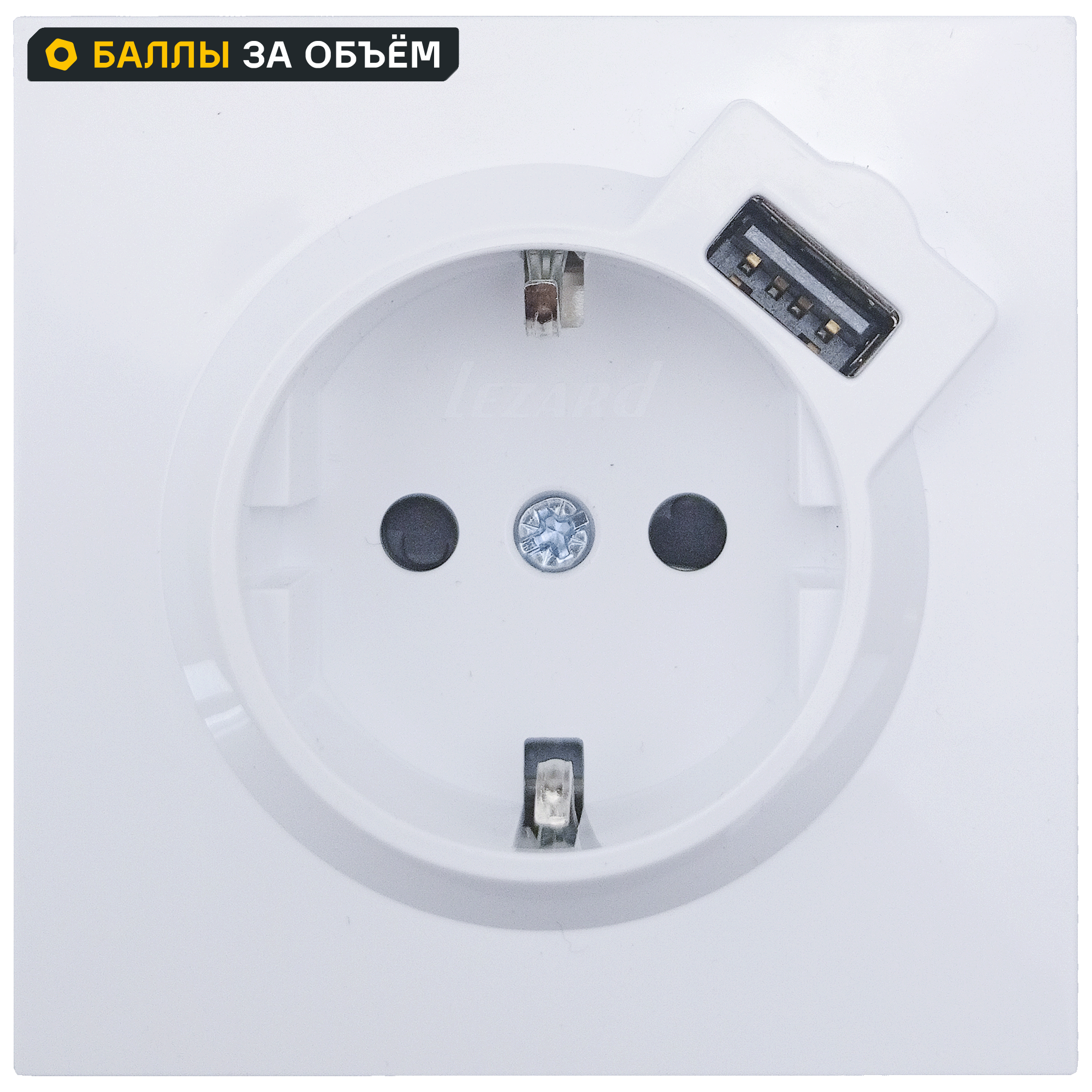 Изображение товара Встраиваемая розетка LEZARD Zima с USB и заземлением белый цвет 16 А Изображение товара Встраиваемая розетка LEZARD Zima с USB и заземлением белый цвет 16 А